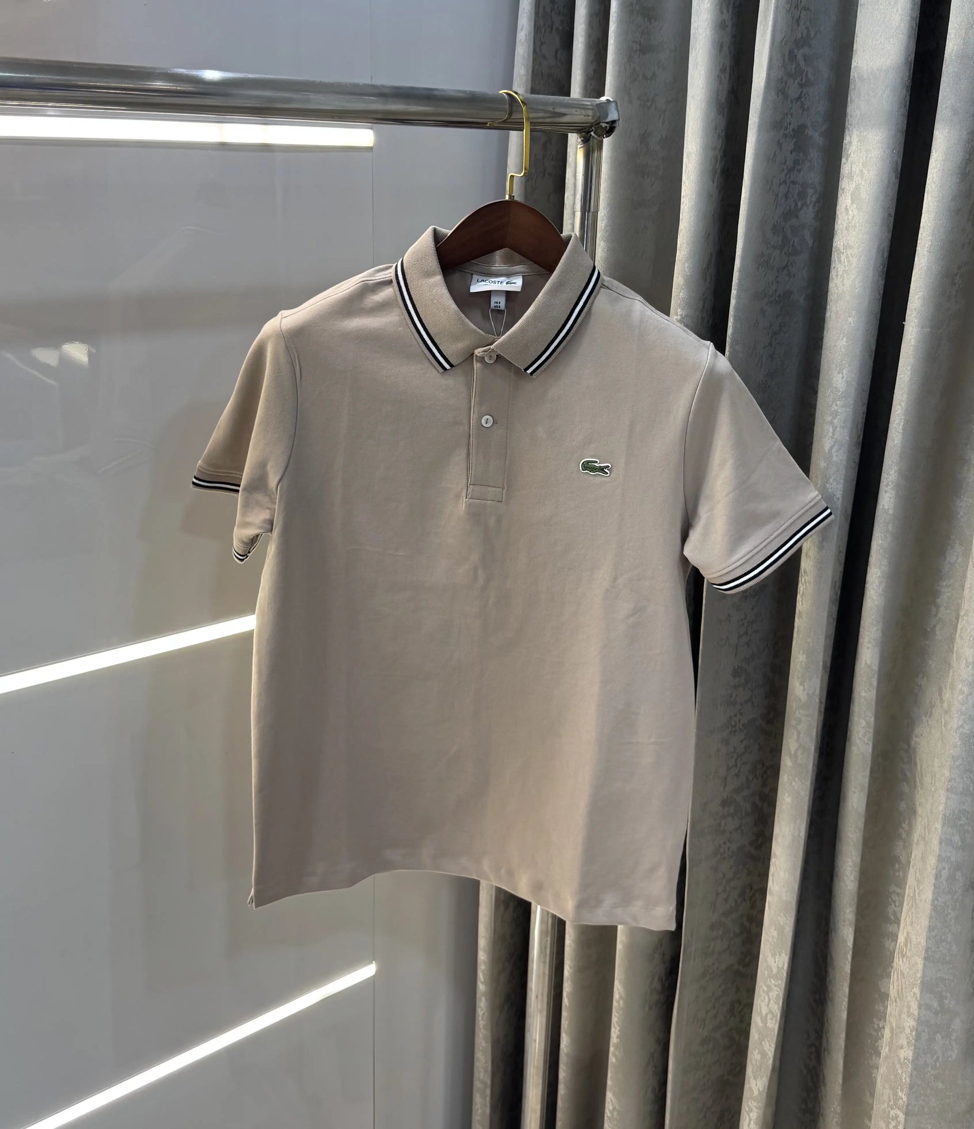 Lacost e Beige Logo Work Premium Polo T-Shirt