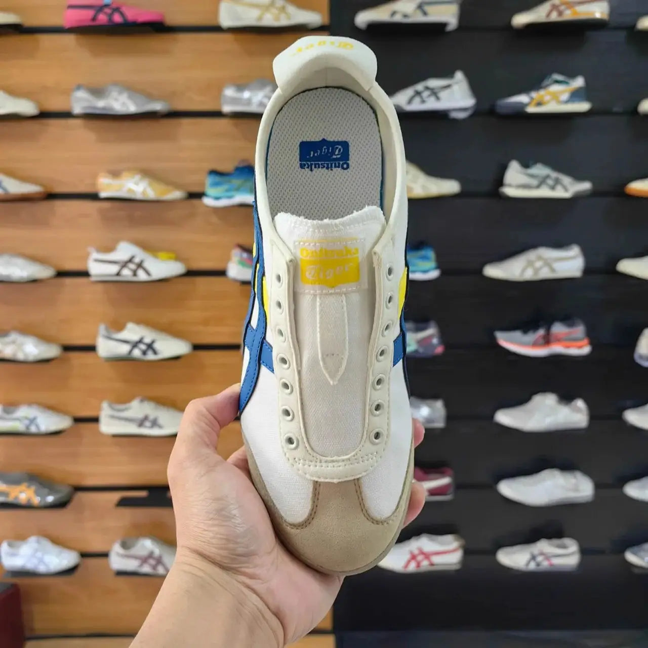 Onitsuka Tiger Mexico 66 Slip-On White Directoire Blue Yellow Mens Premium Copy D-1924
