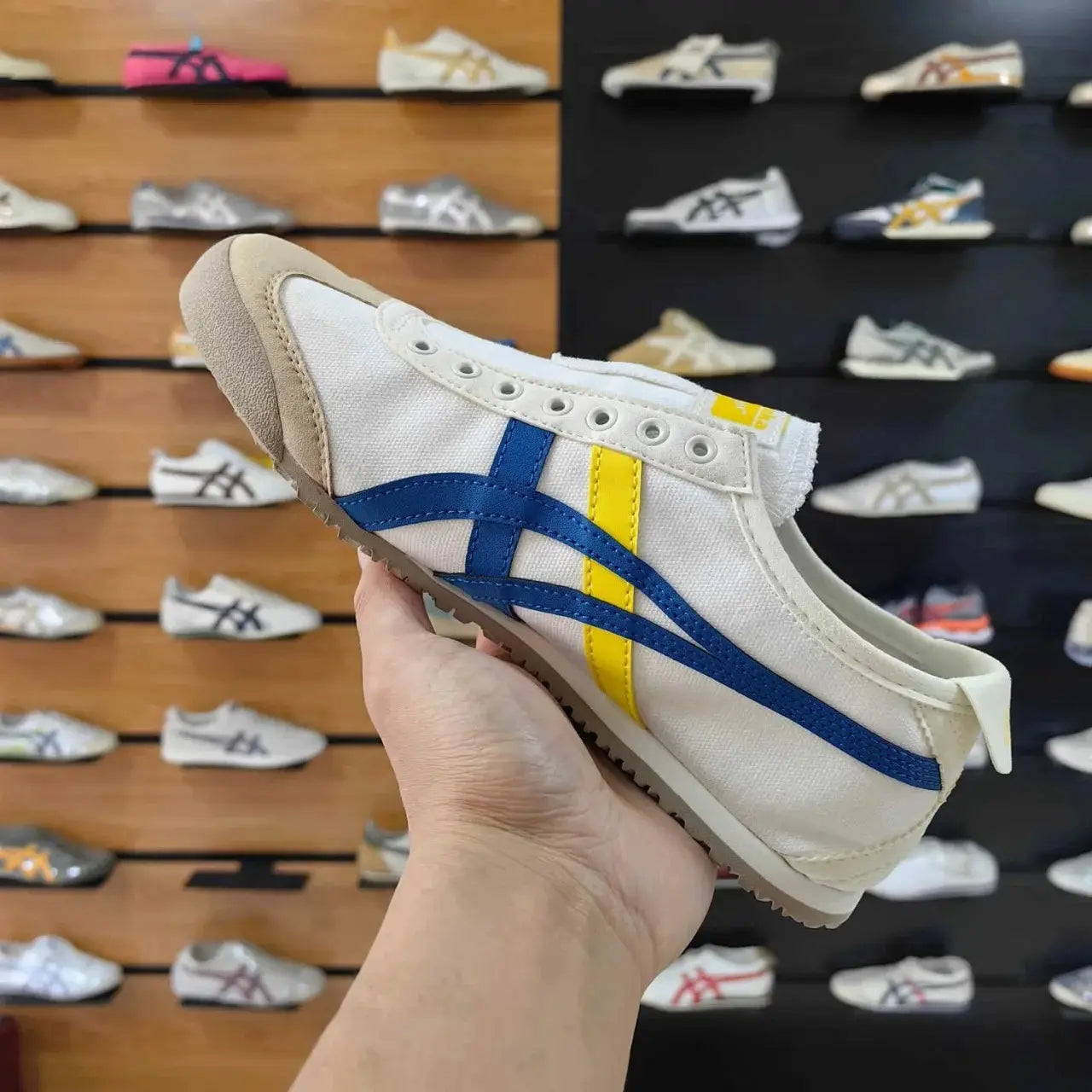 Onitsuka Tiger Mexico 66 Slip-On White Directoire Blue Yellow Mens Premium Copy D-1924