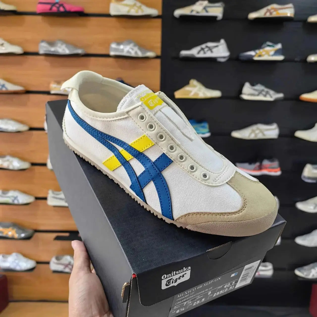 Onitsuka Tiger Mexico 66 Slip-On White Directoire Blue Yellow Mens Premium Copy D-1924