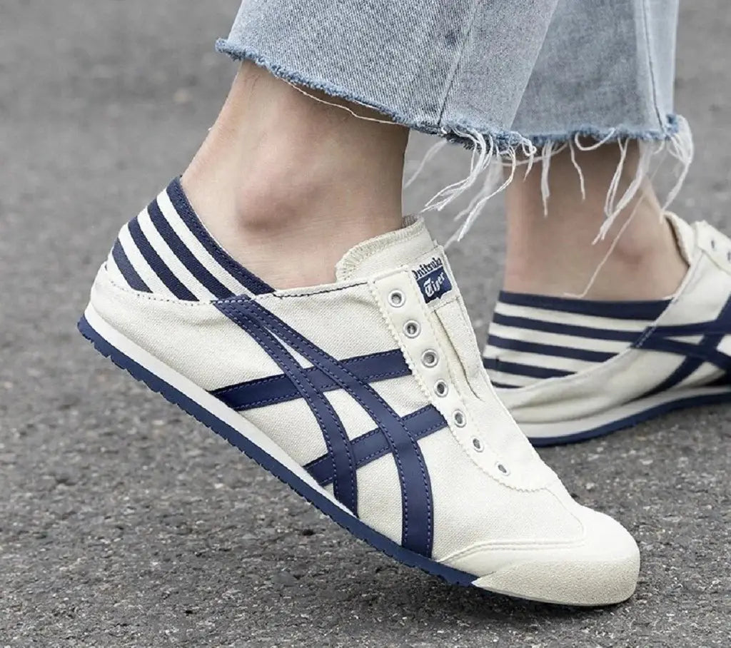 onitsuka tiger Mexico 66 Paraty Natural Navy Beige Slip On Girls D-1895