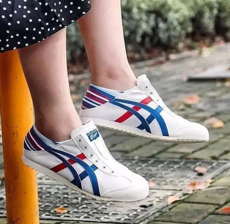 Onitsuka Tiger Mexico 66 Slip-On White Blue Red Girls D-1894