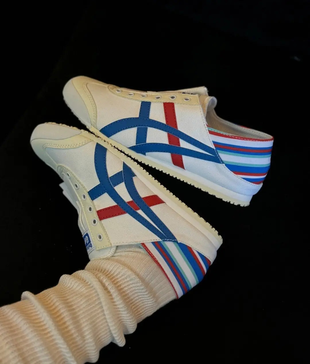 Onitsuka Tiger Mexico 66 Slip-On White Blue Red Girls D-1894