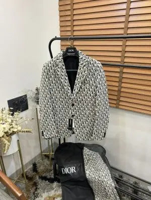 Christian Dio_r Turkey Imported Jacquard Fabric Monogram Print Premium Blazer With Brand Packaging