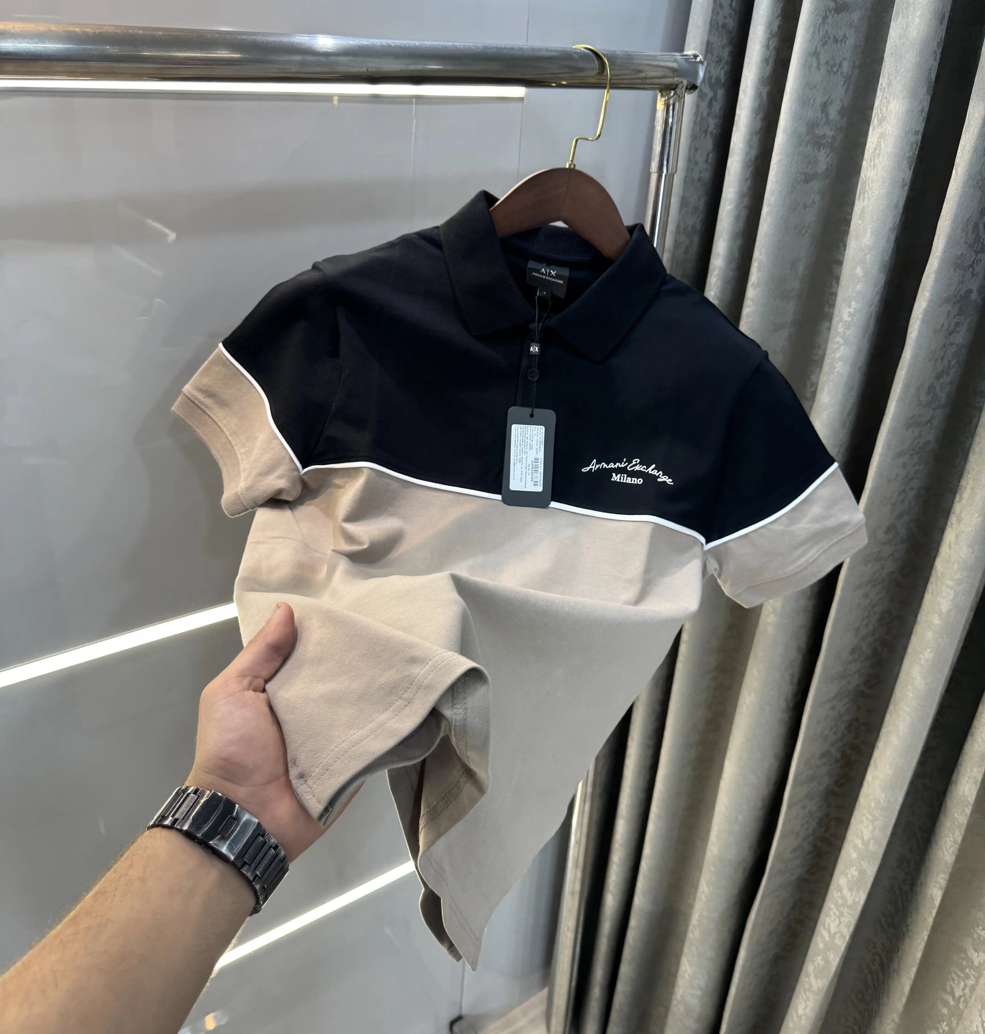 Arman i Exchange Black biege Logo Work Premium Polo T-Shirt
