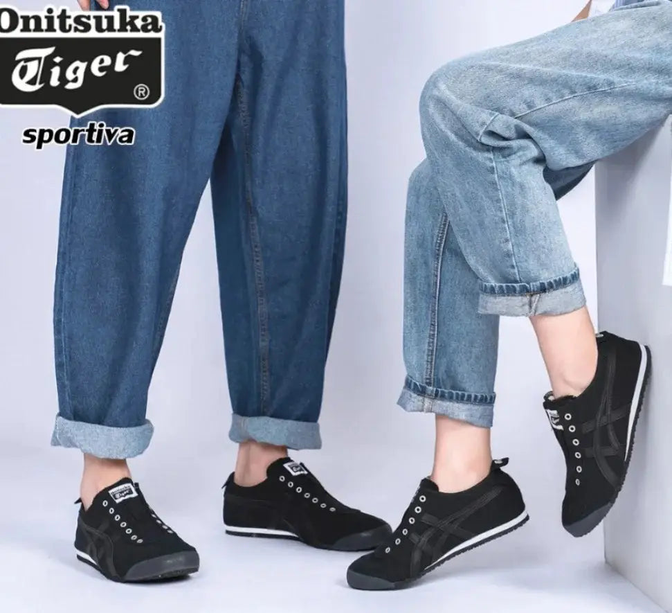 Onitsuka Tiger Mexico 66 Slip-On Black White Girls Womens D-1890