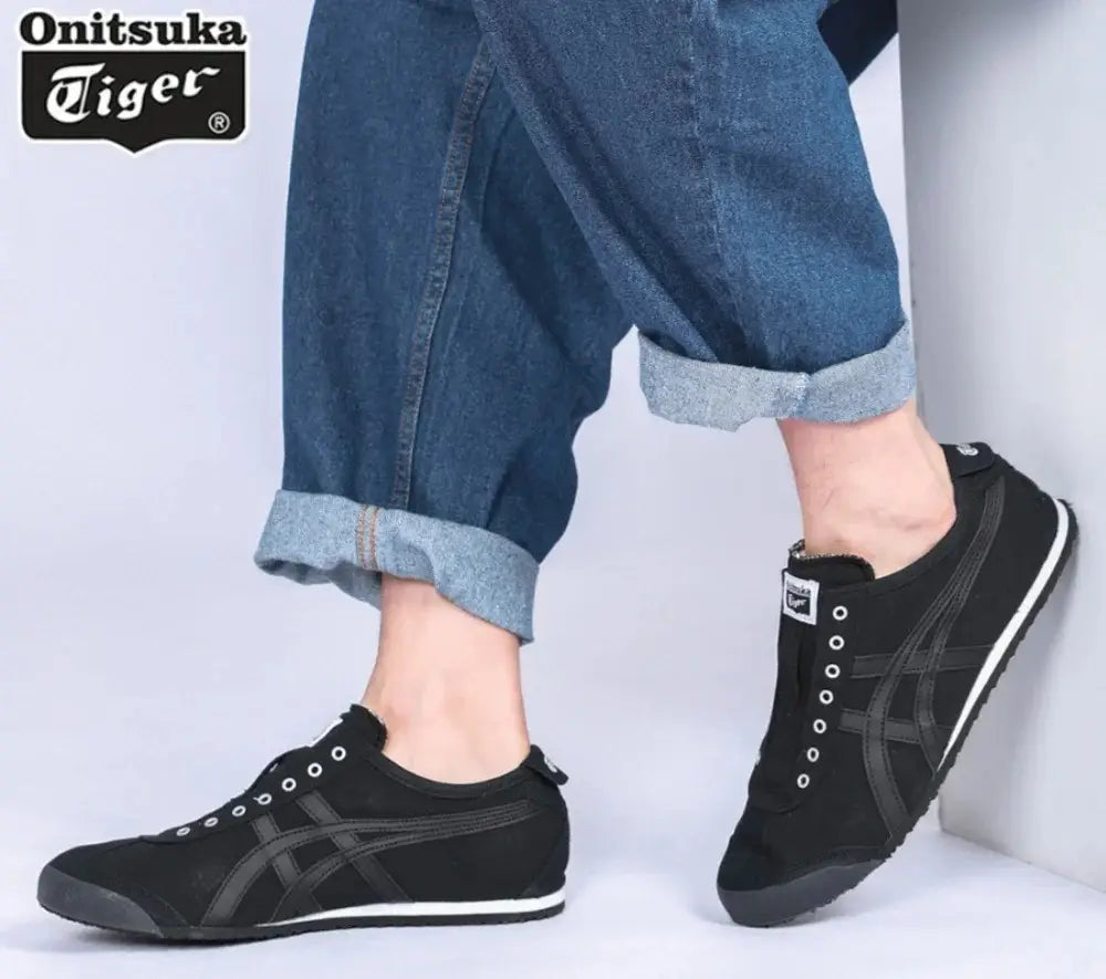 Onitsuka Tiger Mexico 66 Slip-On Black White Girls Womens D-1890
