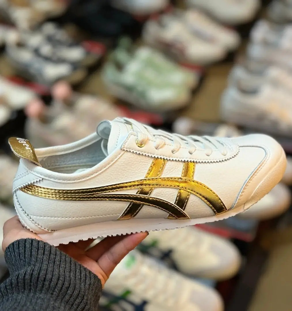 Onitsuka Tiger Mexico 66 White Gold Mens First Luxury Sneakers D-1885