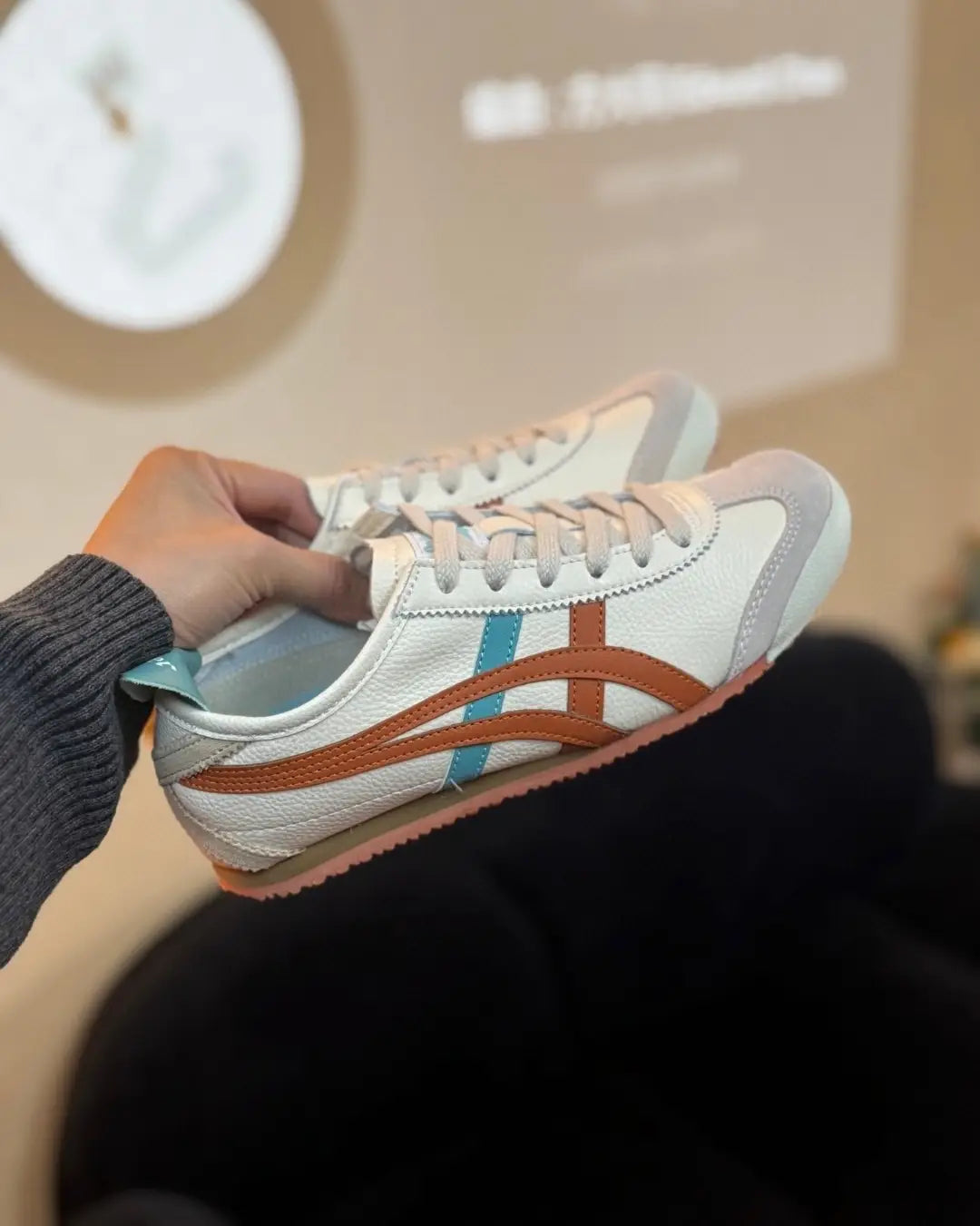 Onitsuka Tiger Mexico 66 Cream Piquant Orange Girls D-1884