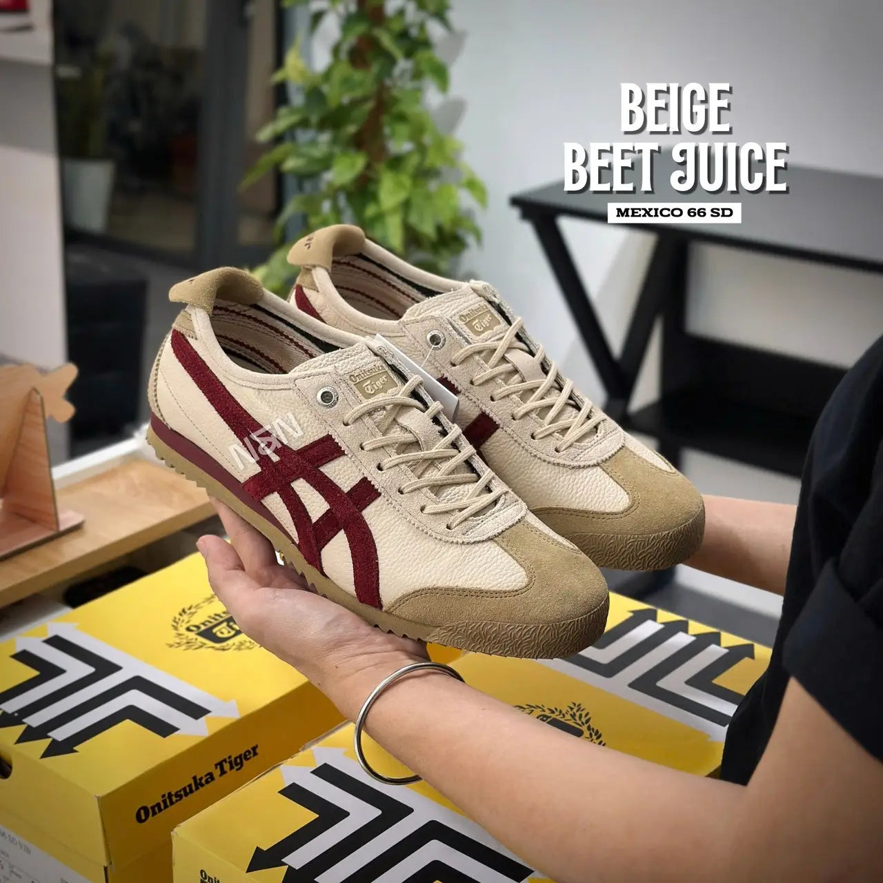 Onitsuka Tiger Mexico 66 SD Beige Beet Juice 7A Premium Ladies Sneakers D-2087