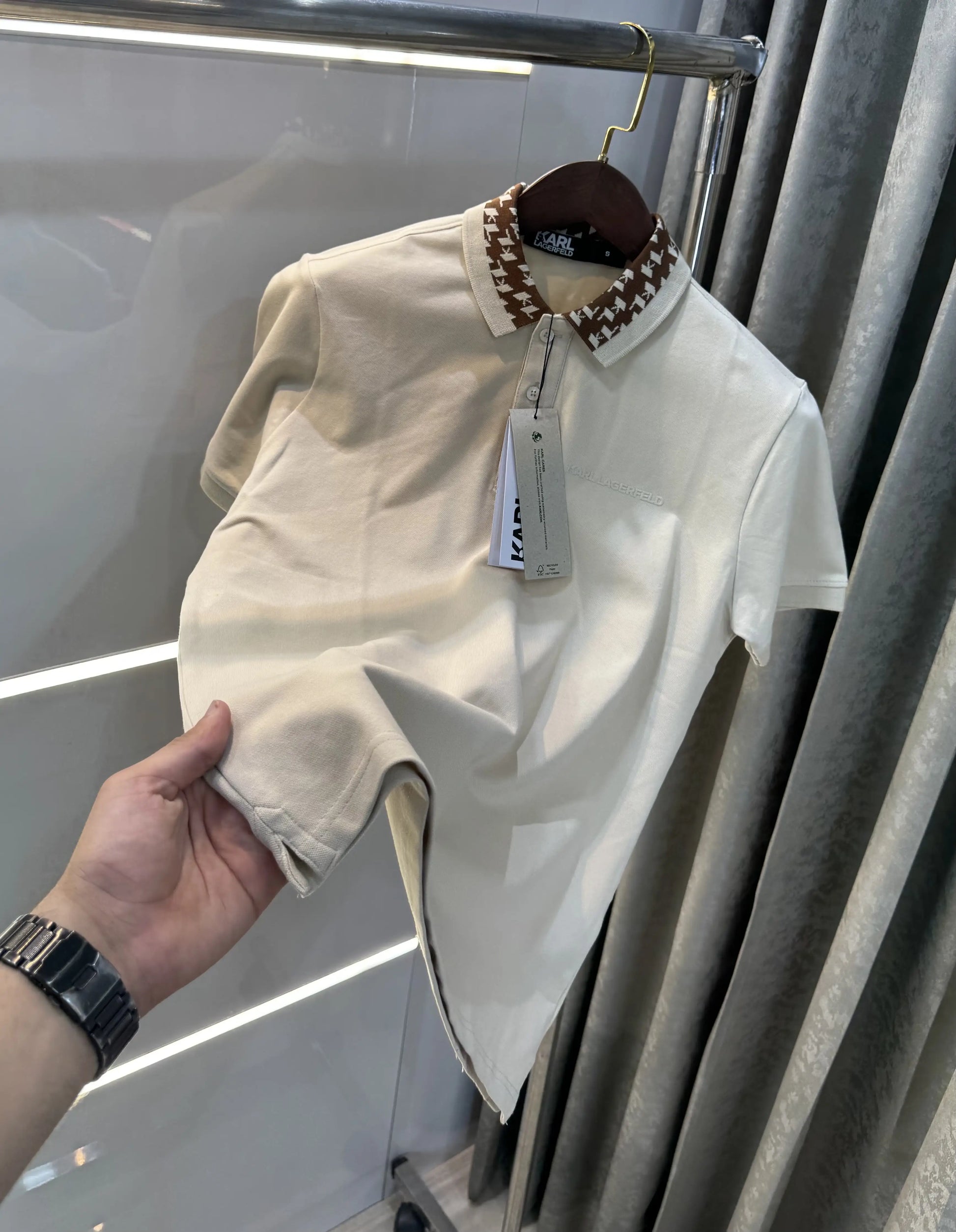 Karl Lagerfled Cream Imported Polo T-Shirt