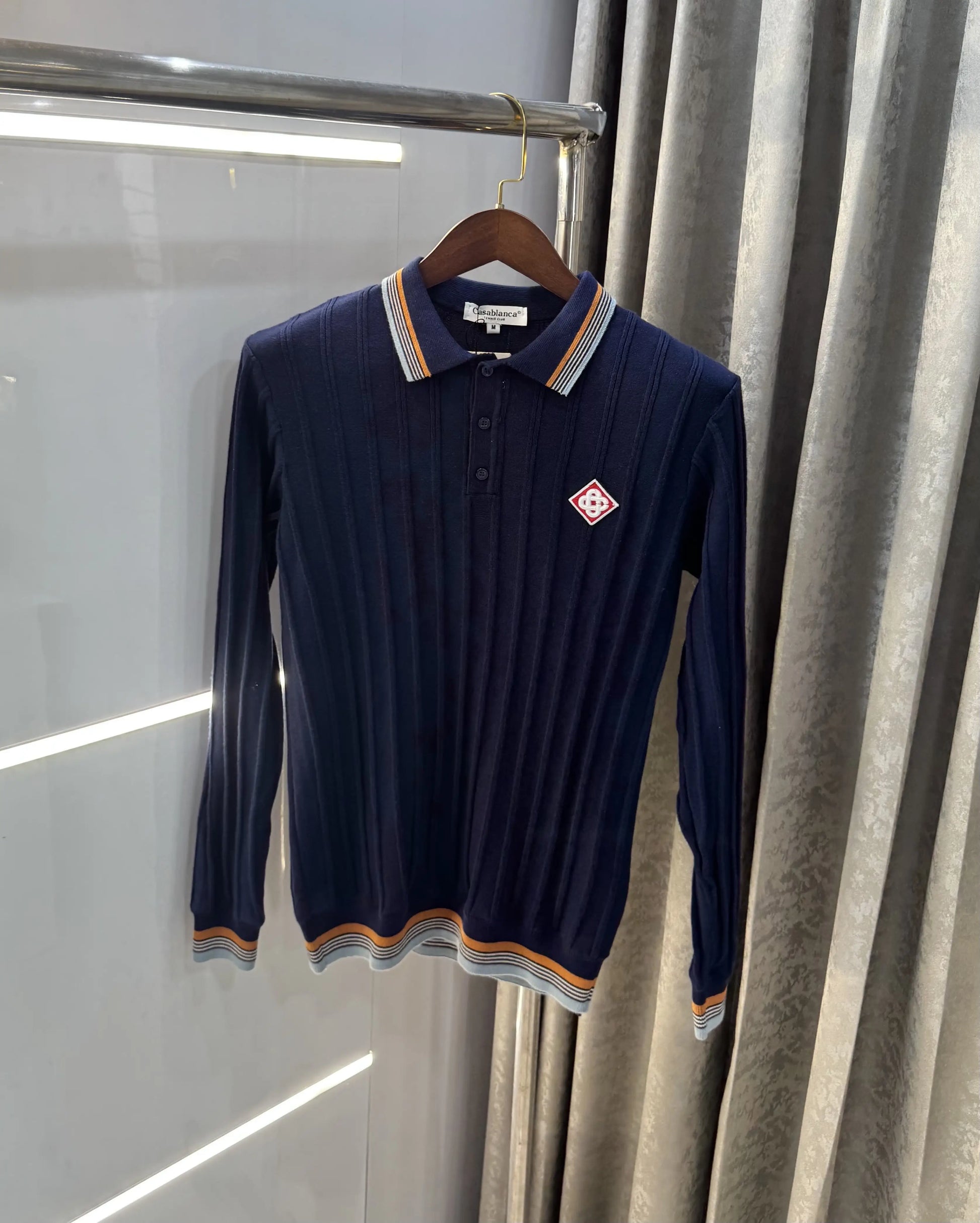 Casablanc a Navy Blue Logo Work Imported T-Shirt