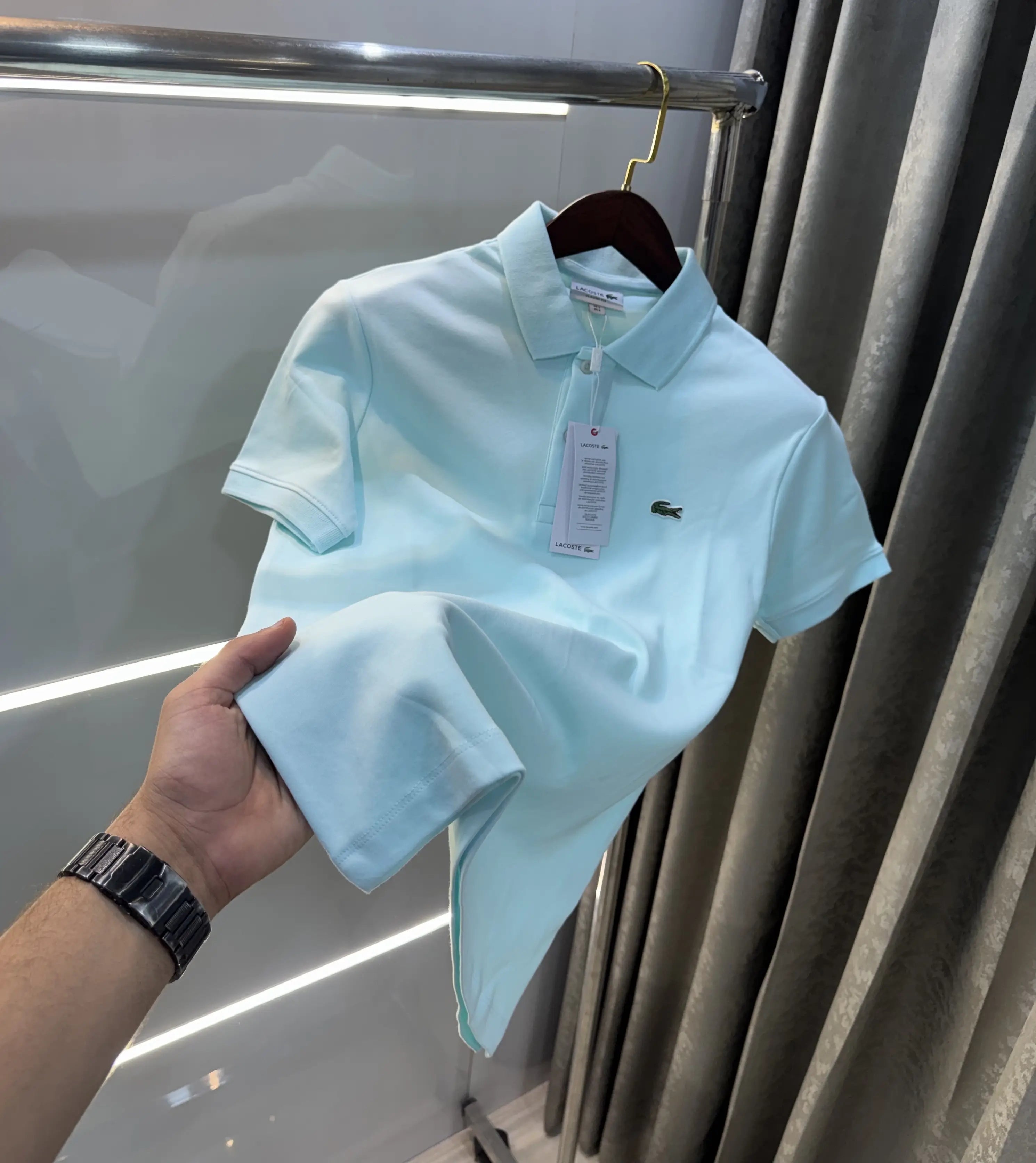 Lacost e Sky Blue Logo Work Premium Polo T-Shirt