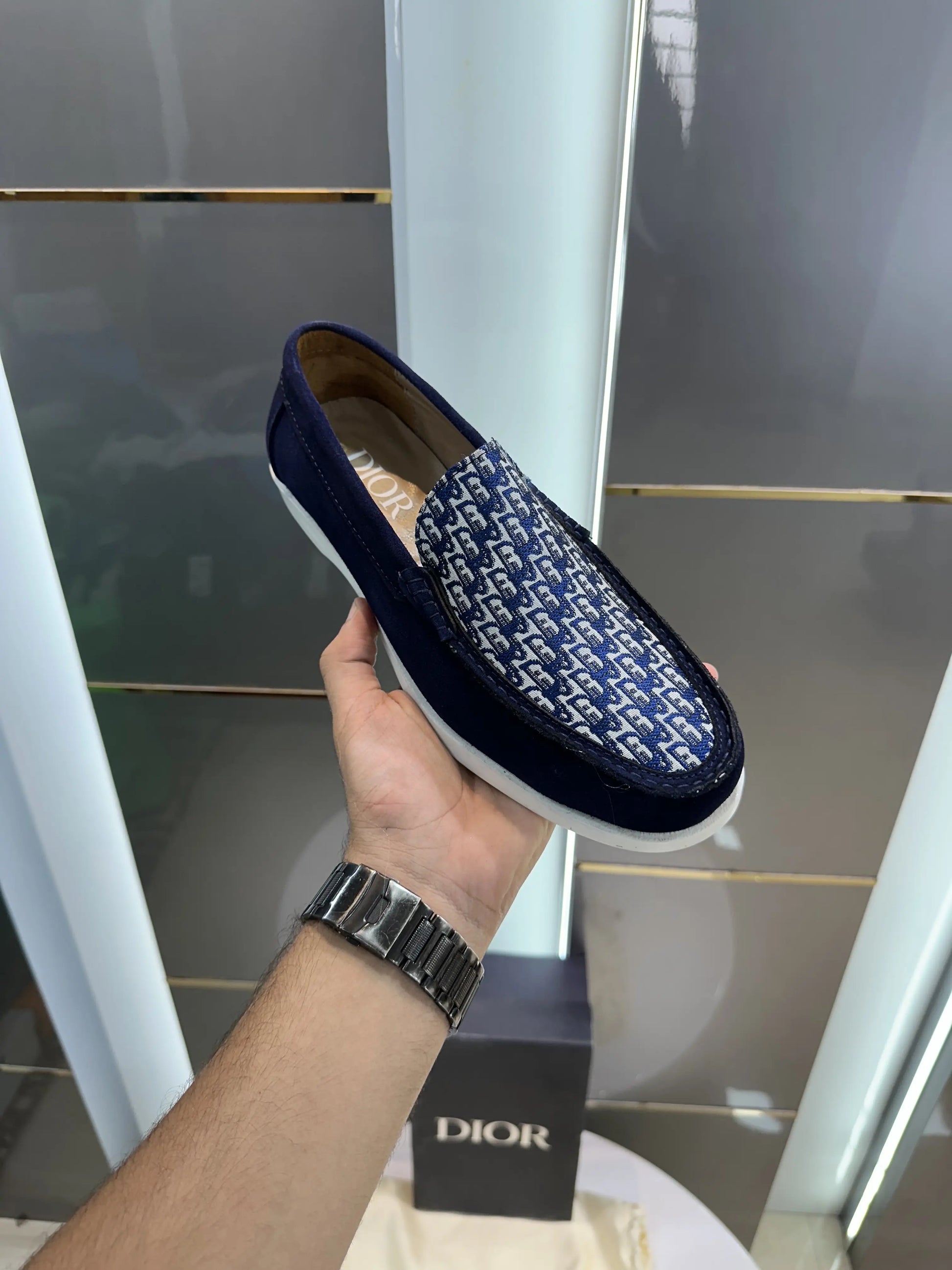 Dior_Monogram Blue Suede Leather Formal Loafer