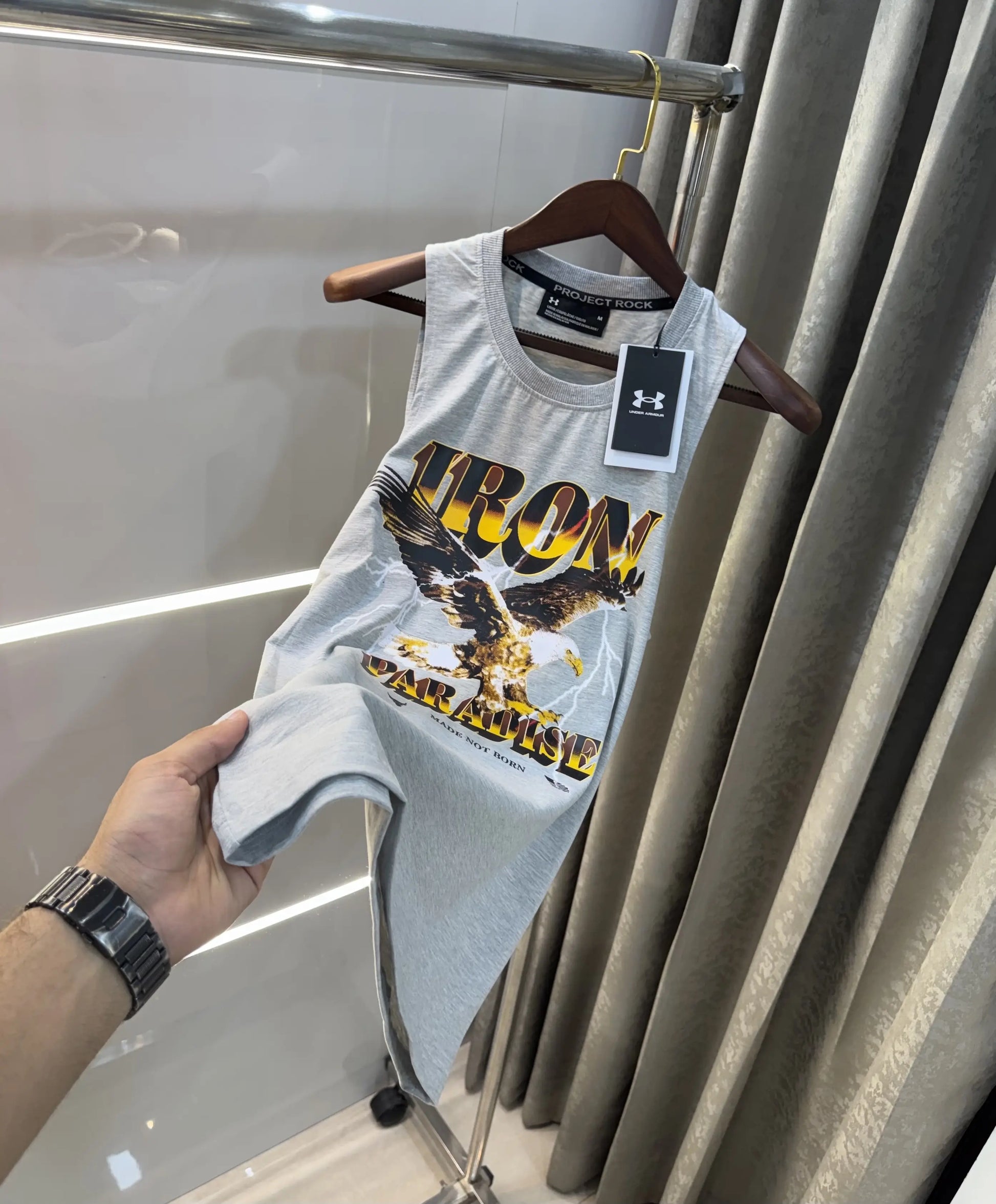 Under Armou r Grey Logo Print Premium Sando