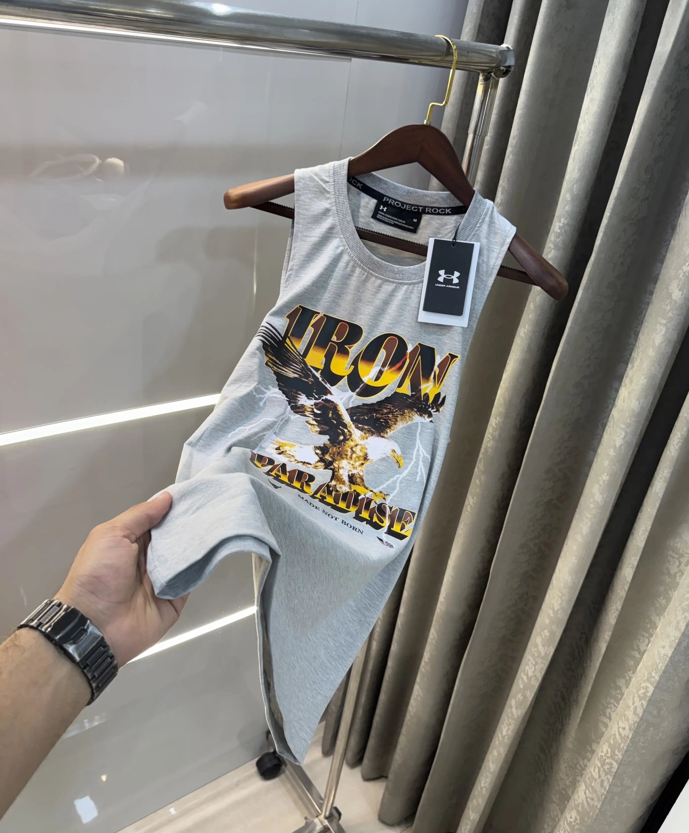 Under Armou r Grey Logo Print Premium Sando