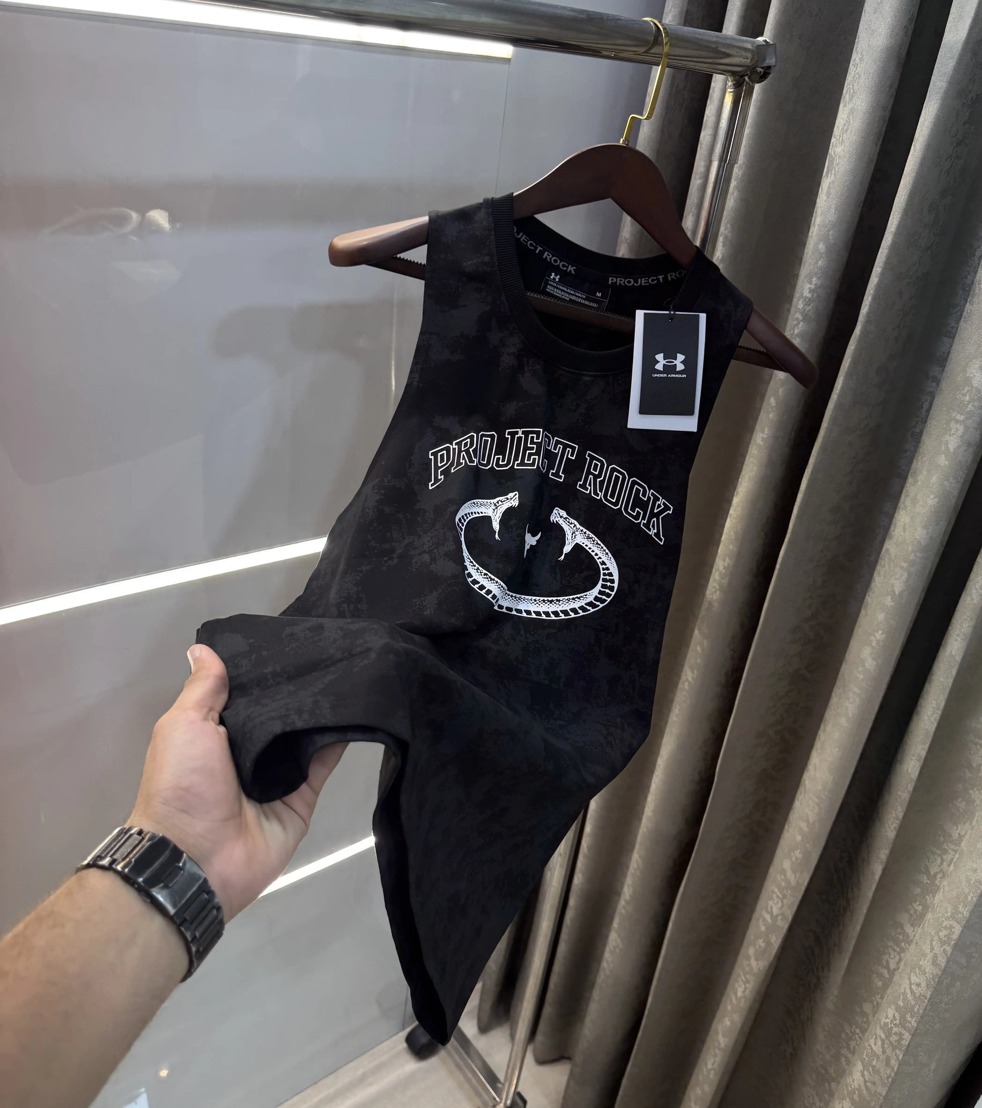 Under Armour Black Logo Print Premium Sando