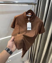Zar a Brown Knitted Polo T-shirt