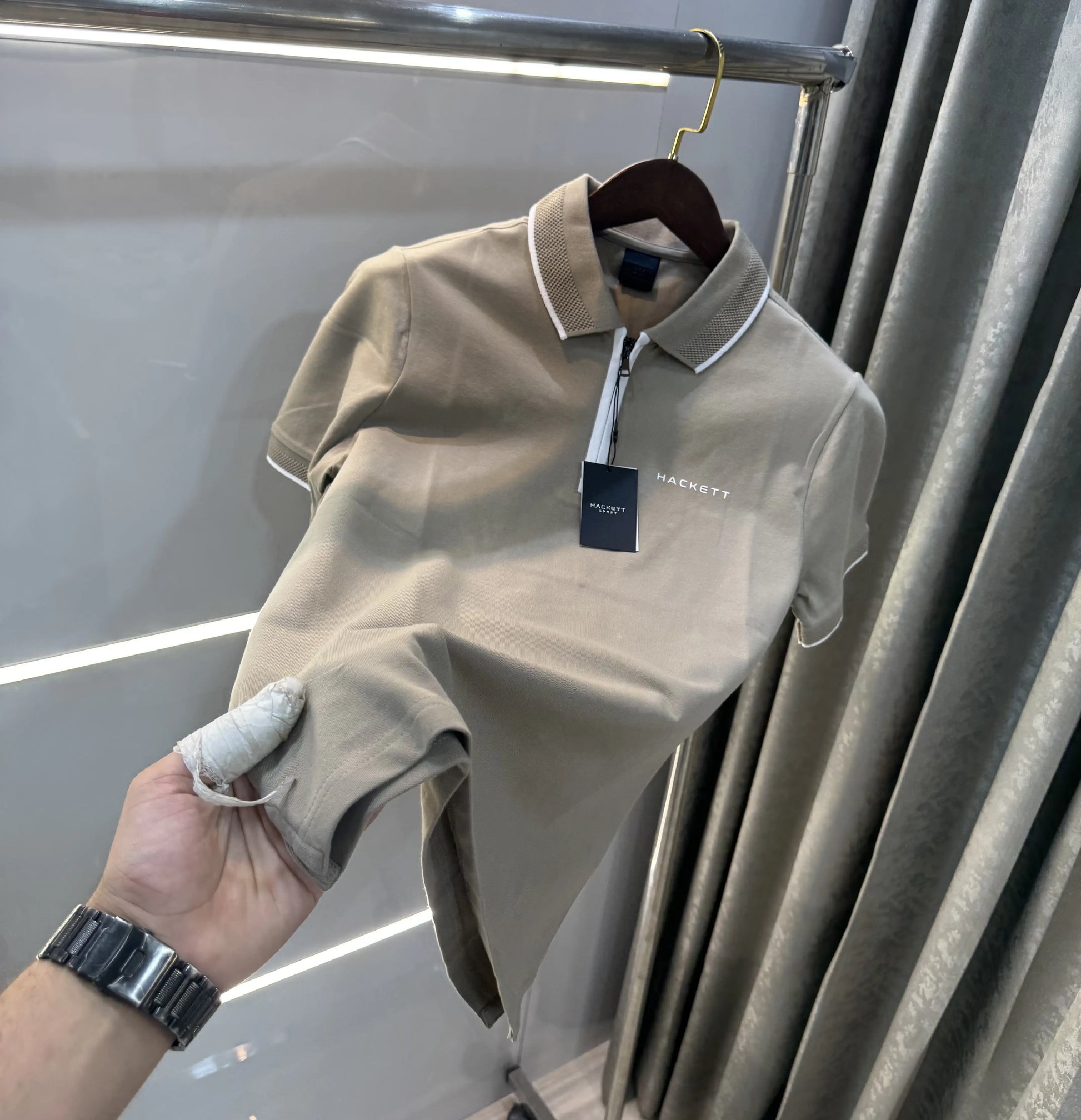 Hacket Beige Logo Work Premium Polo T-Shirt