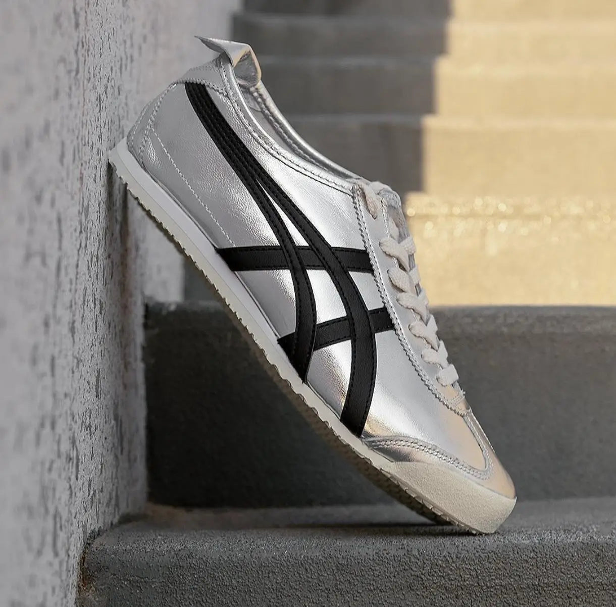 Onitsuka Tiger Mexico 66 Pure Silver Black Sneakers Mens D-2089