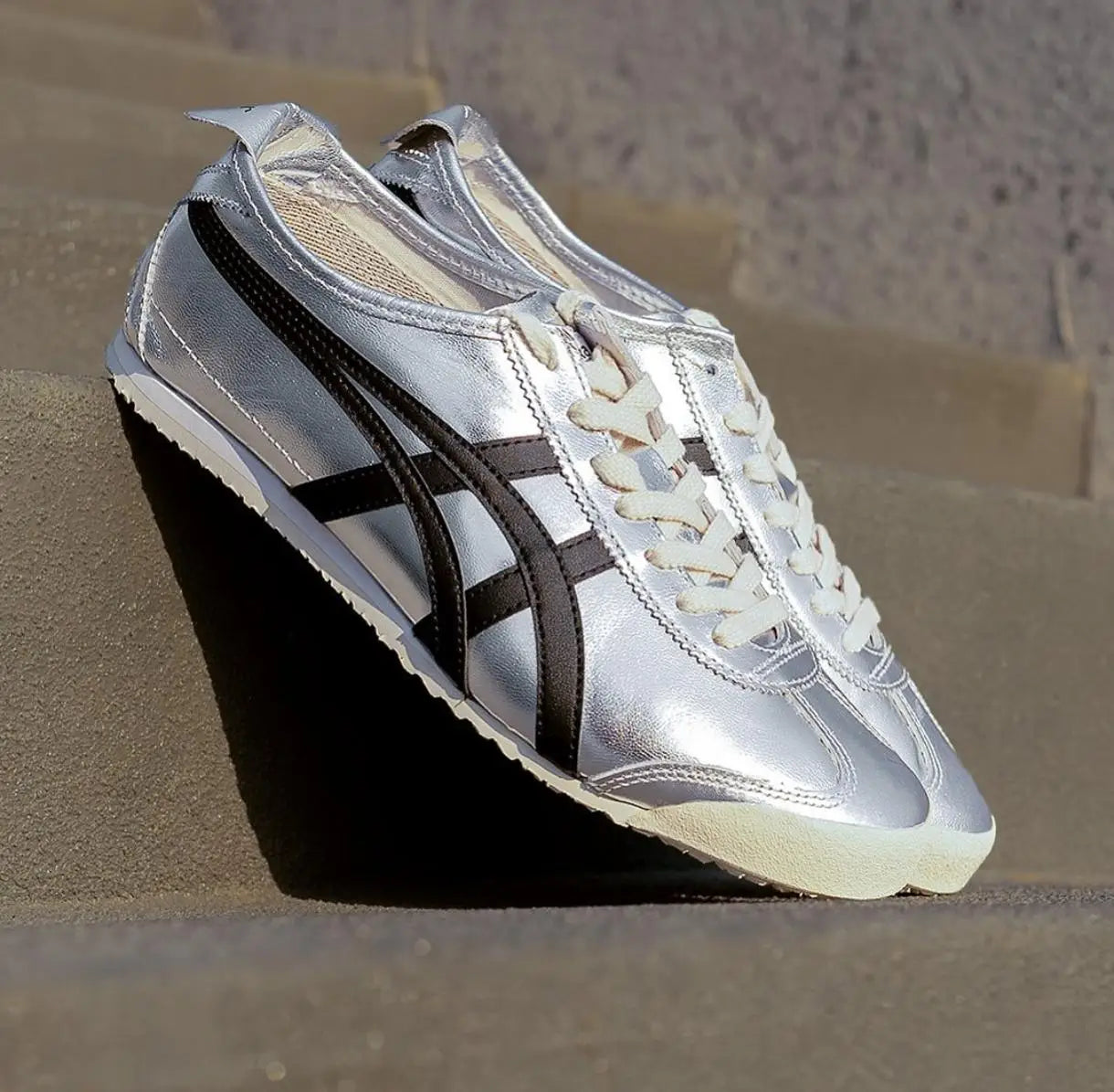 Onitsuka Tiger Mexico 66 Pure Silver Black Sneakers Mens D-2089