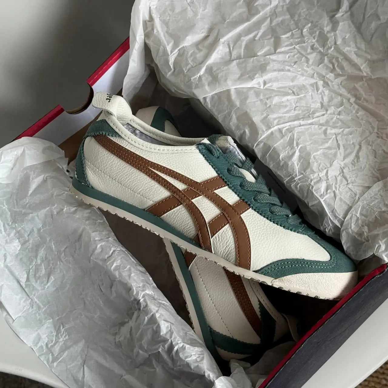 Onitsuka Tiger MEXICO 66 Cream Green Orange Sneakers Mens D-2090