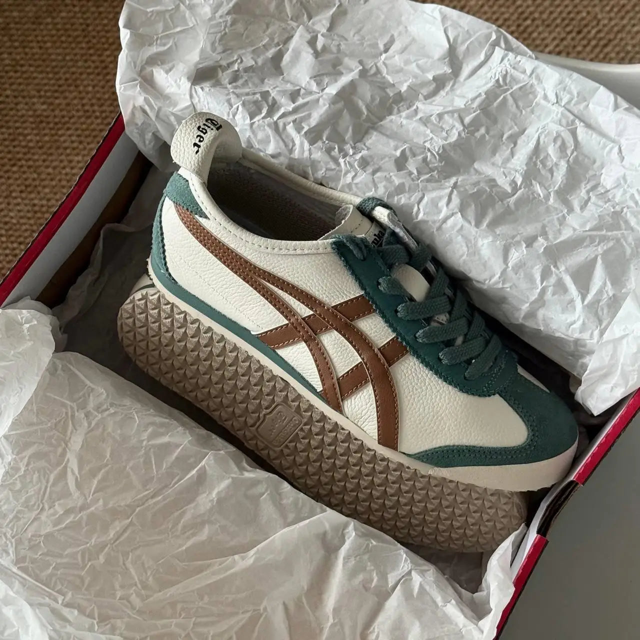 Onitsuka Tiger MEXICO 66 Cream Green Orange Sneakers Mens D-2090