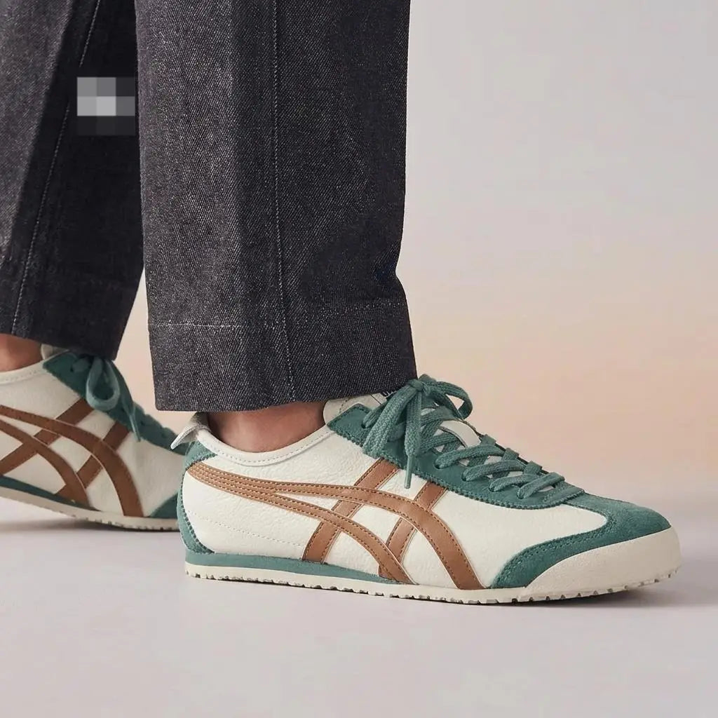 Onitsuka Tiger MEXICO 66 Cream Green Orange Sneakers Mens D-2090