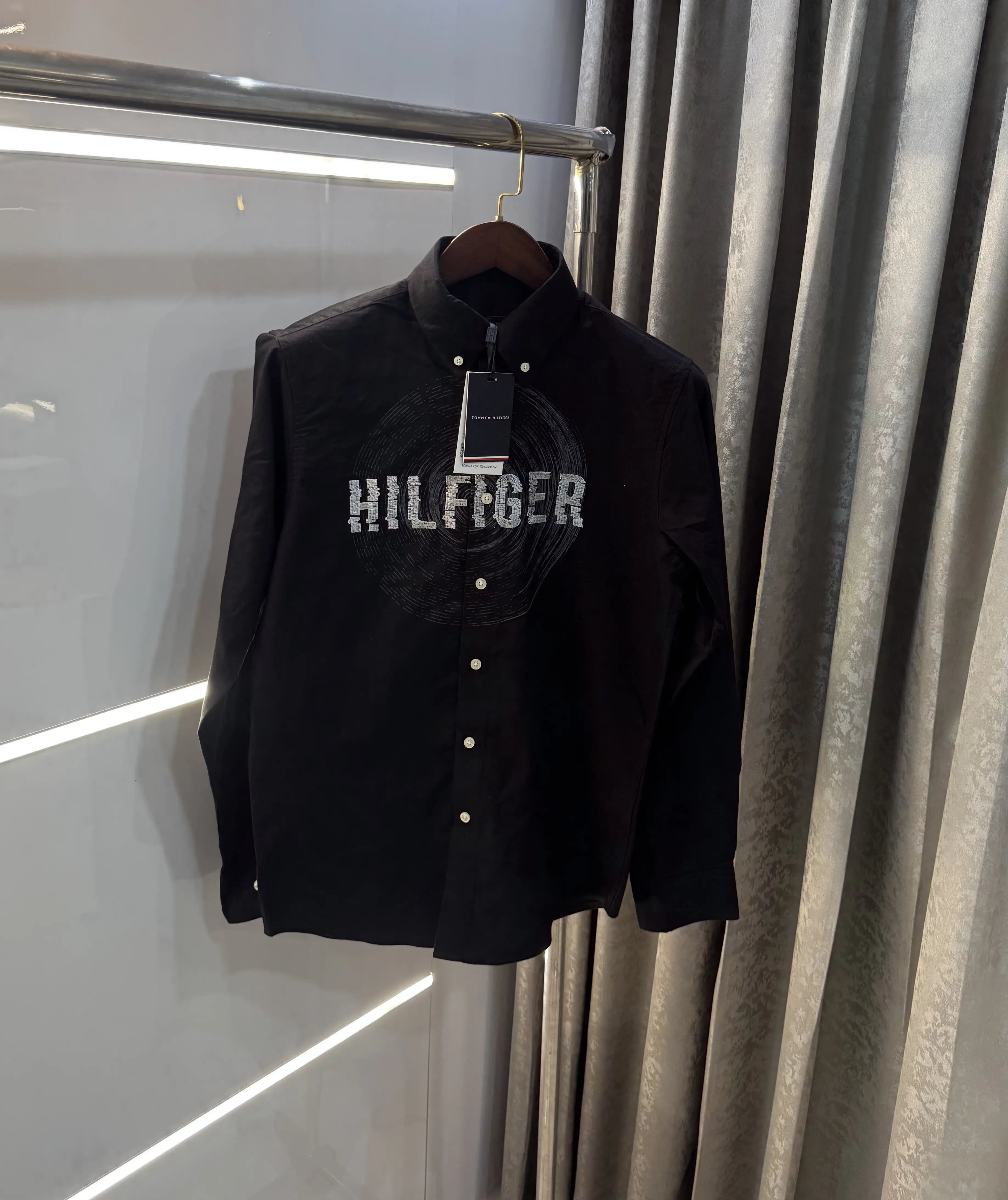 Tommy Hilfiger Black Embroidery Logo Work Premium Shirt