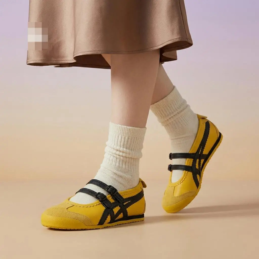 Onitsuka Tiger Mexico 66 TGRS Yellow Black 7A Premium Ladies Sneakers D-2093