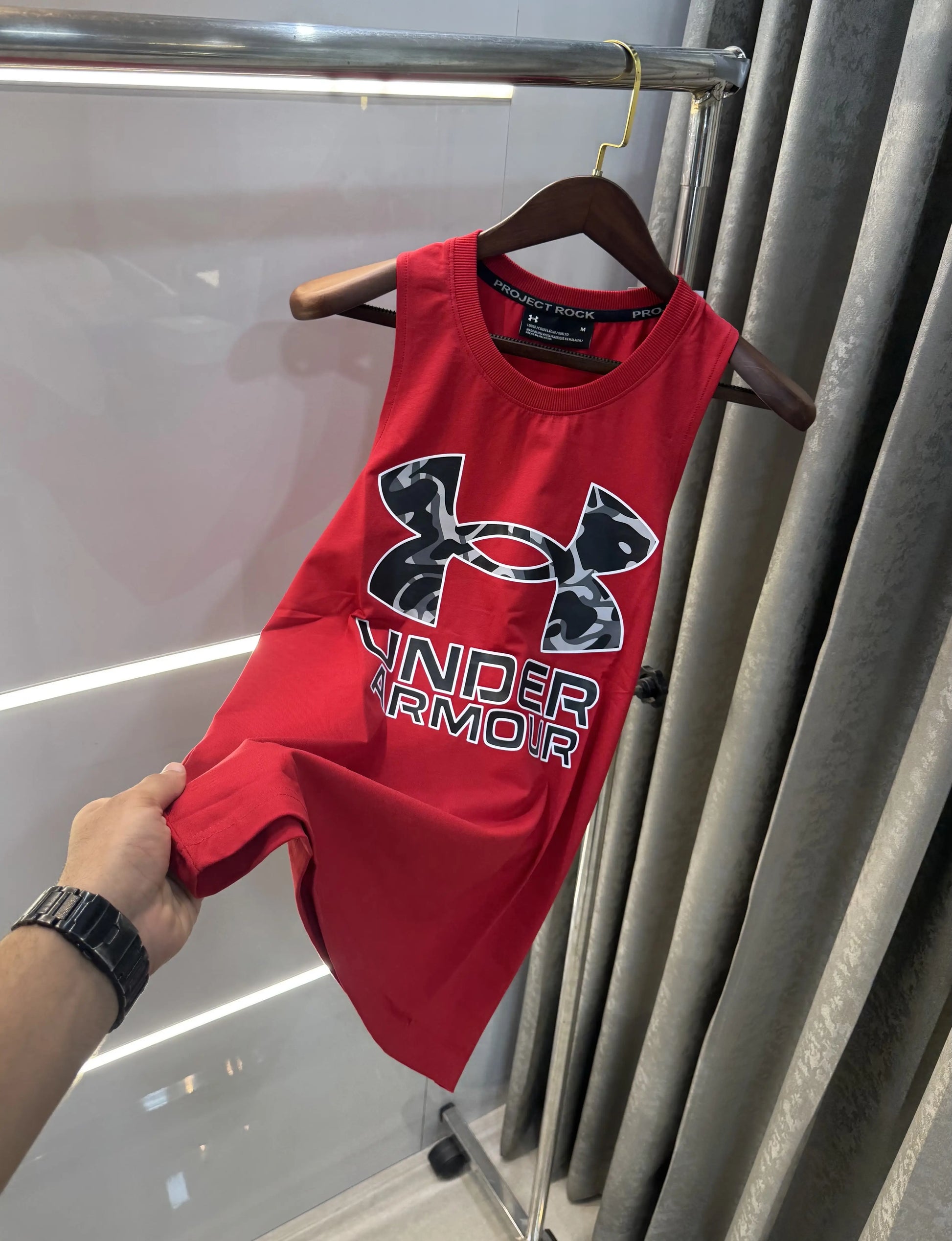 Under Armou r Red Logo Print Premium Sando