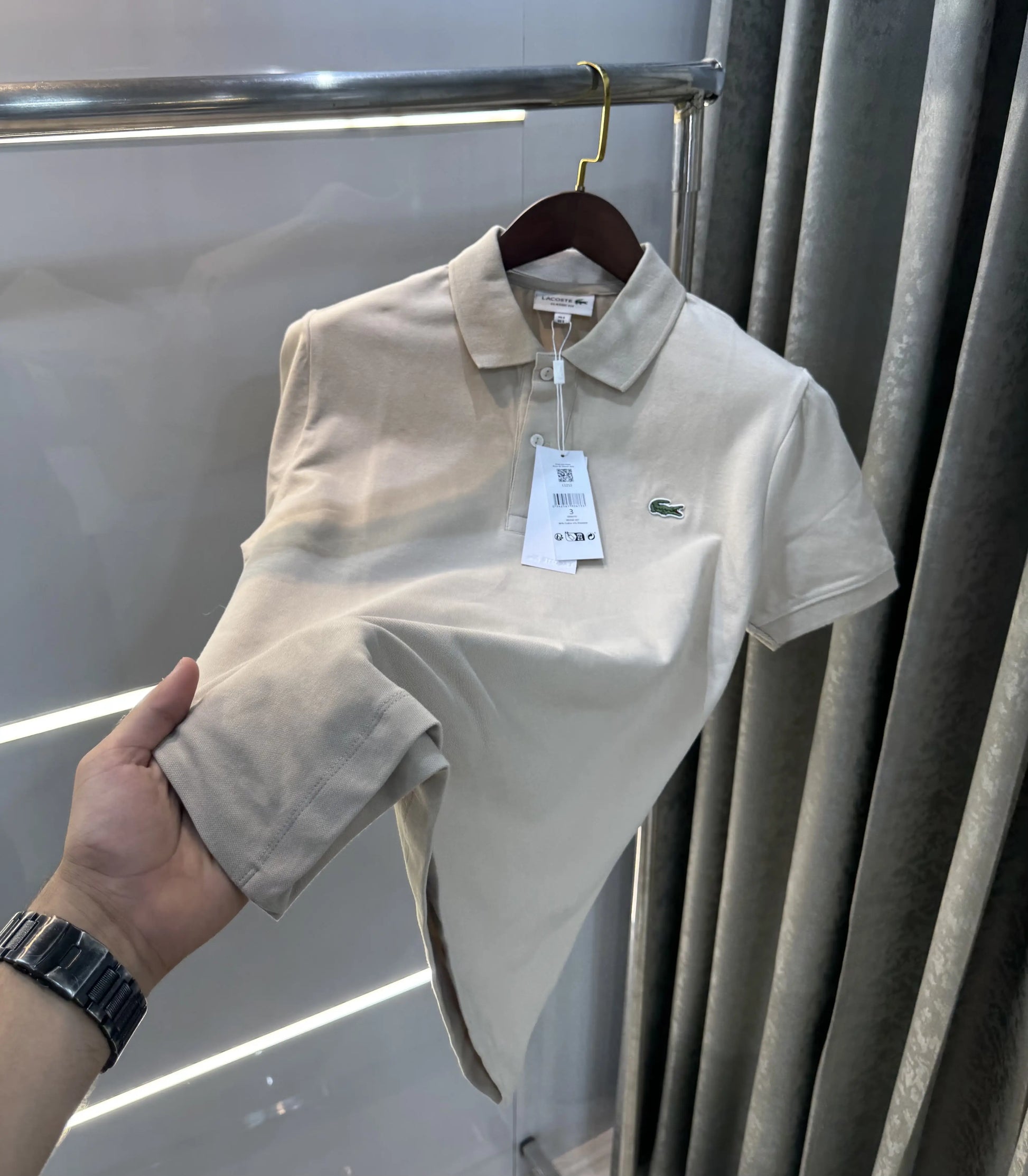 Lacost e Beige Logo Work Premium Polo T-Shirt