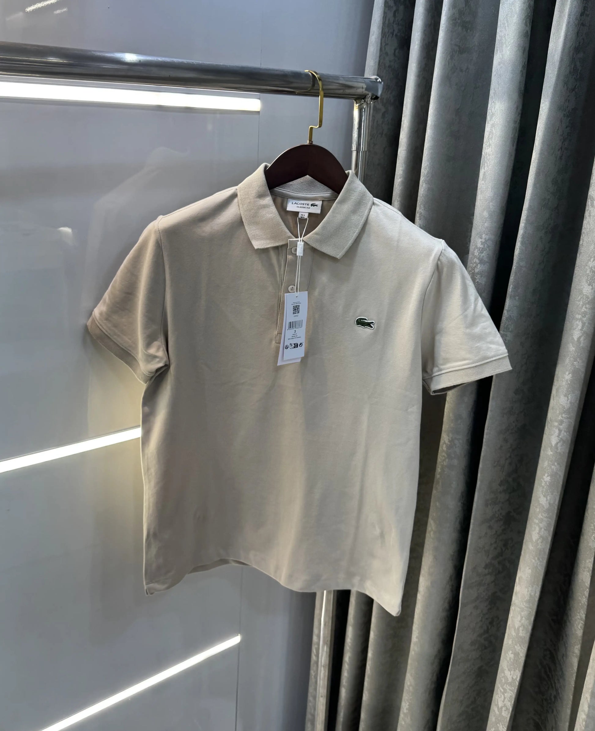 Lacost e Beige Logo Work Premium Polo T-Shirt