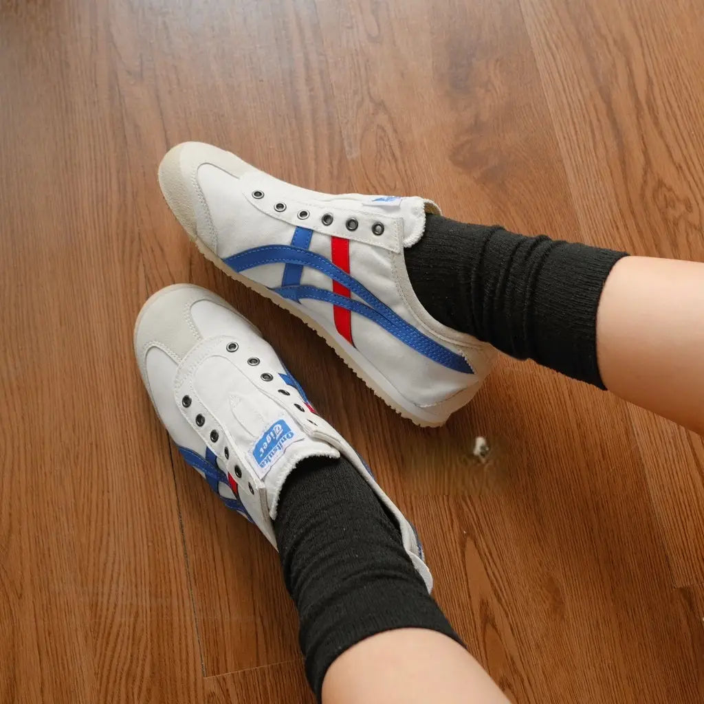 Onitsuka Tiger Mexico 66 Slip-On White  Blue  Red  7A Premium Ladies Sneakers D-1874
