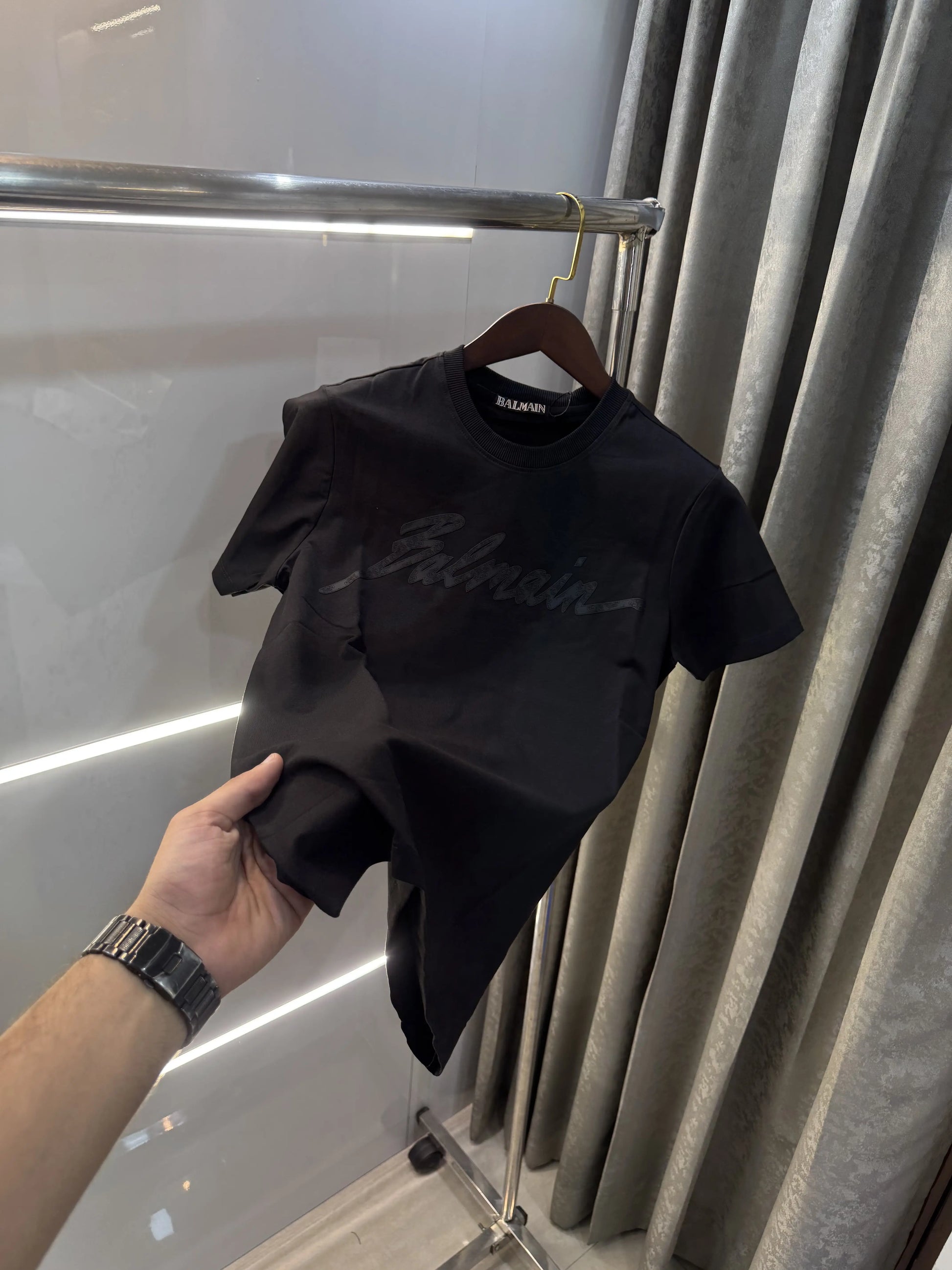 Balmain Paris Black D Logo Work Premium T-Shirt