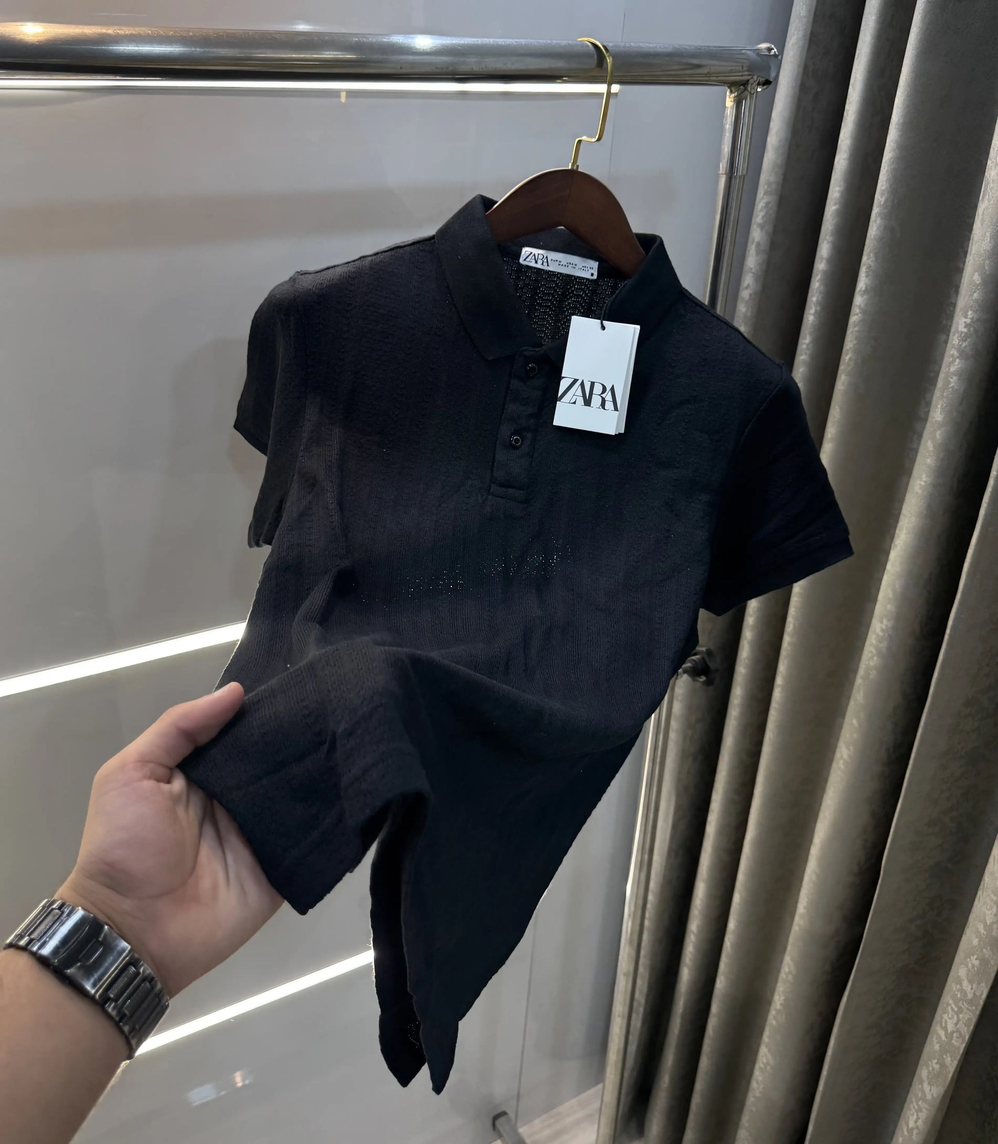 Zar a Black Premium Knitted Polo T-shirt