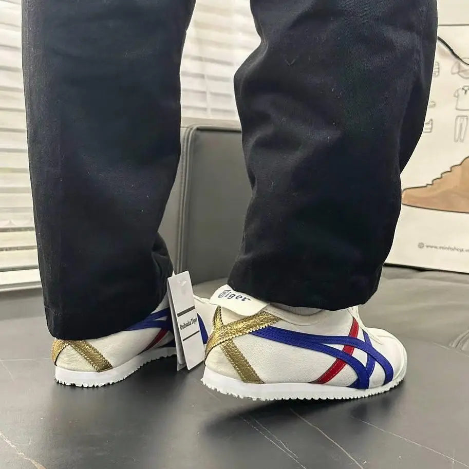 Onitsuka Tiger Mexico 66 Slip On White Blue Red 7A Premium Mens Sneakers D-2097