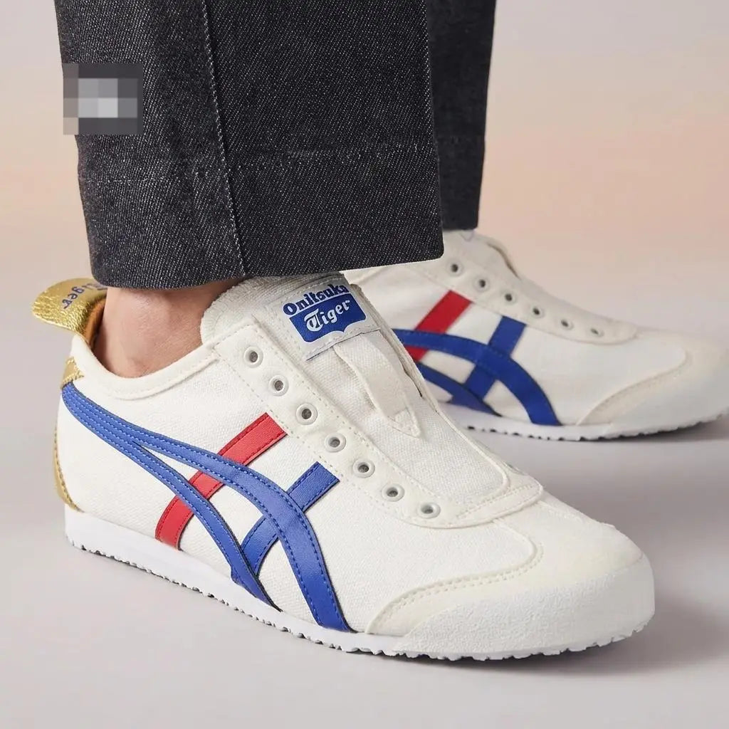 Onitsuka Tiger Mexico 66 Slip On White Blue Red 7A Premium Mens Sneakers D-2097