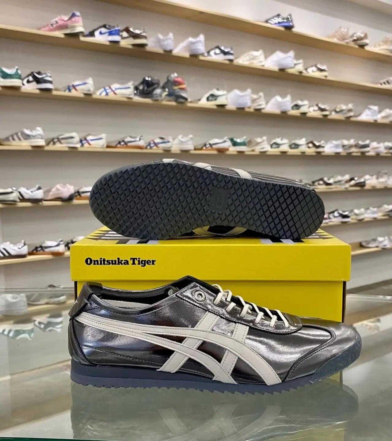 Onitsuka Tiger Mexico 66 SD Metallic Series Metropolis  Cream  7A Premium Mens Sneakers D-2099
