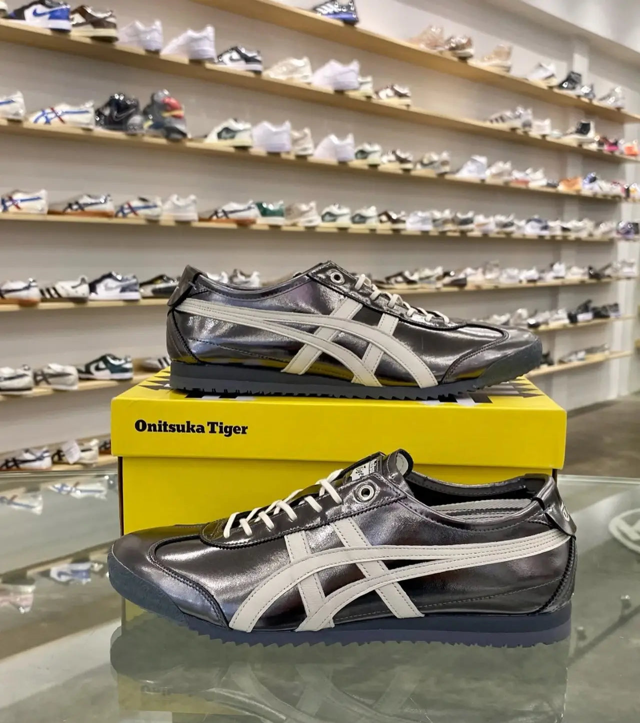 Onitsuka Tiger Mexico 66 SD Metallic Series Metropolis  Cream  7A Premium Mens Sneakers D-2099