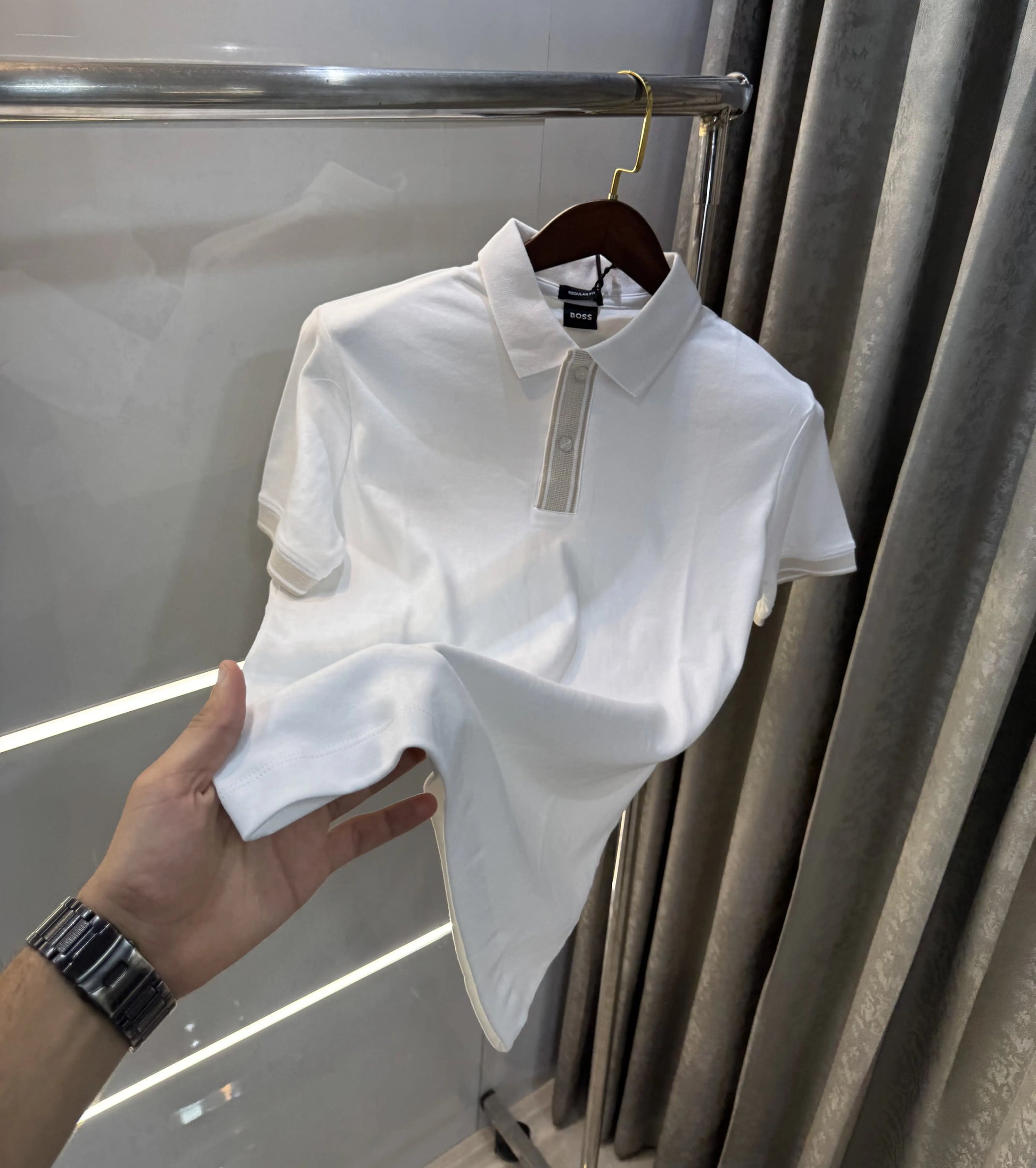 Hug o Bos s White Logo Work Premium Polo T-shirt
