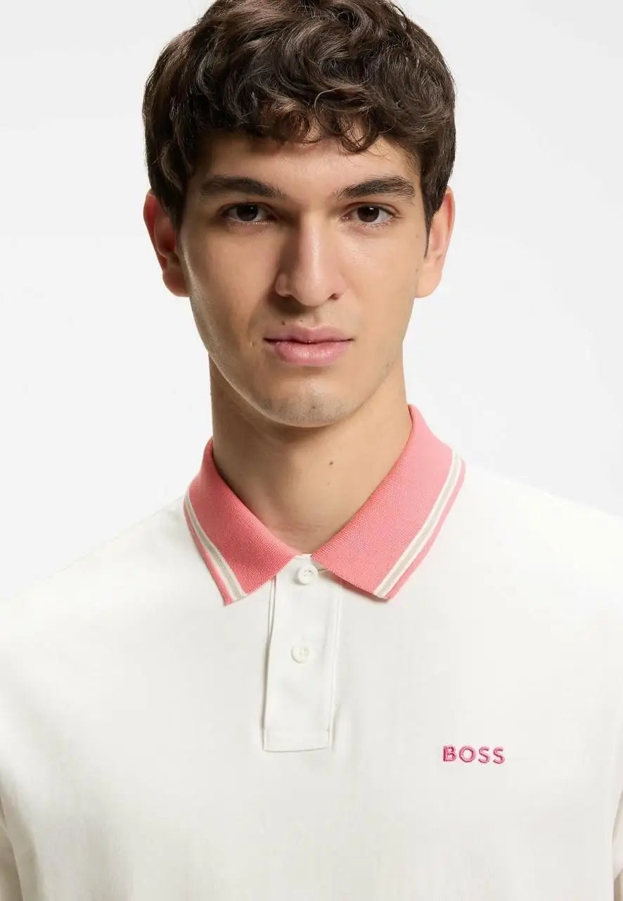 Hugo Boss Cream Logo Work Premium Polo T-shirt