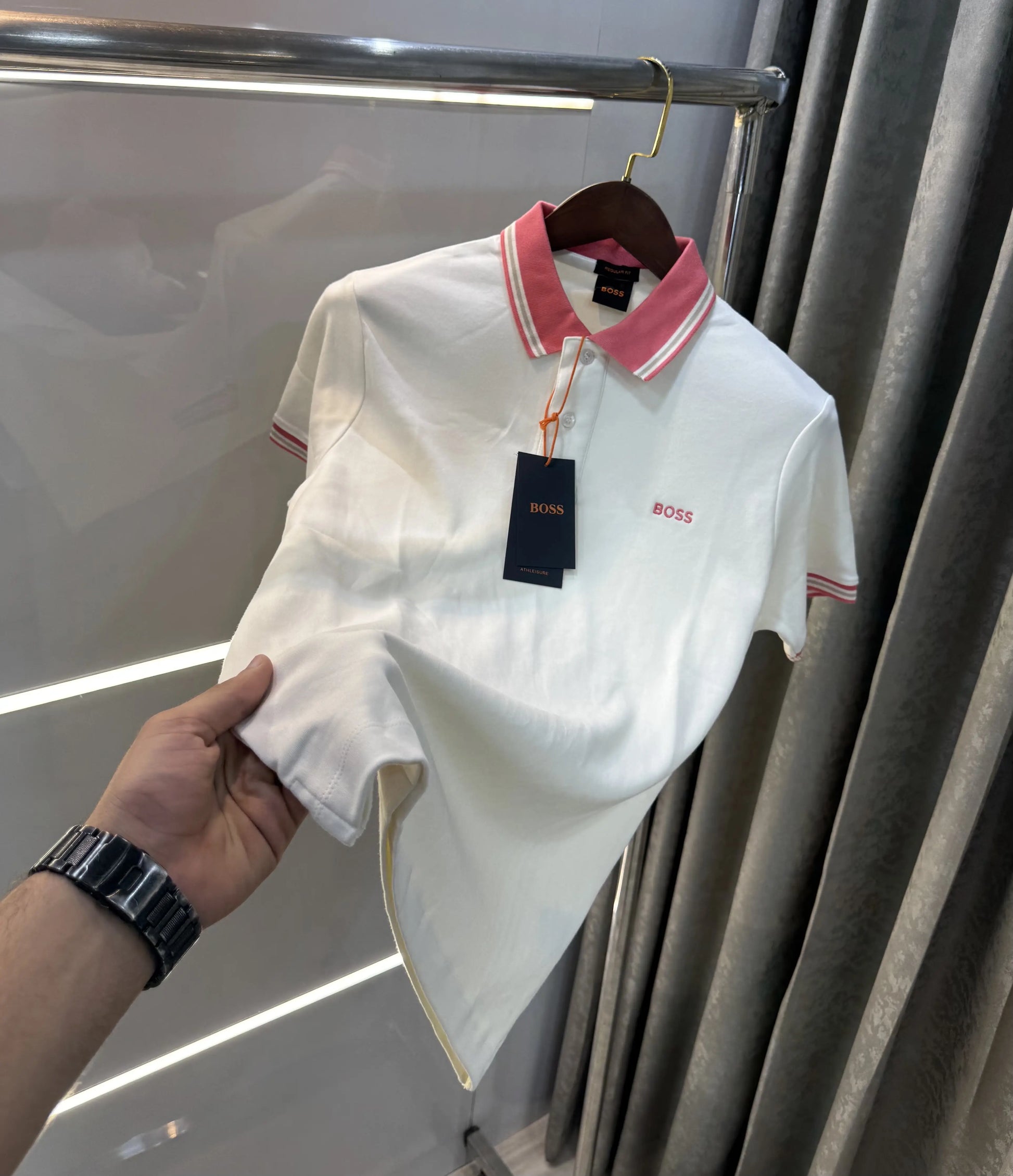 Hugo Boss Cream Logo Work Premium Polo T-shirt