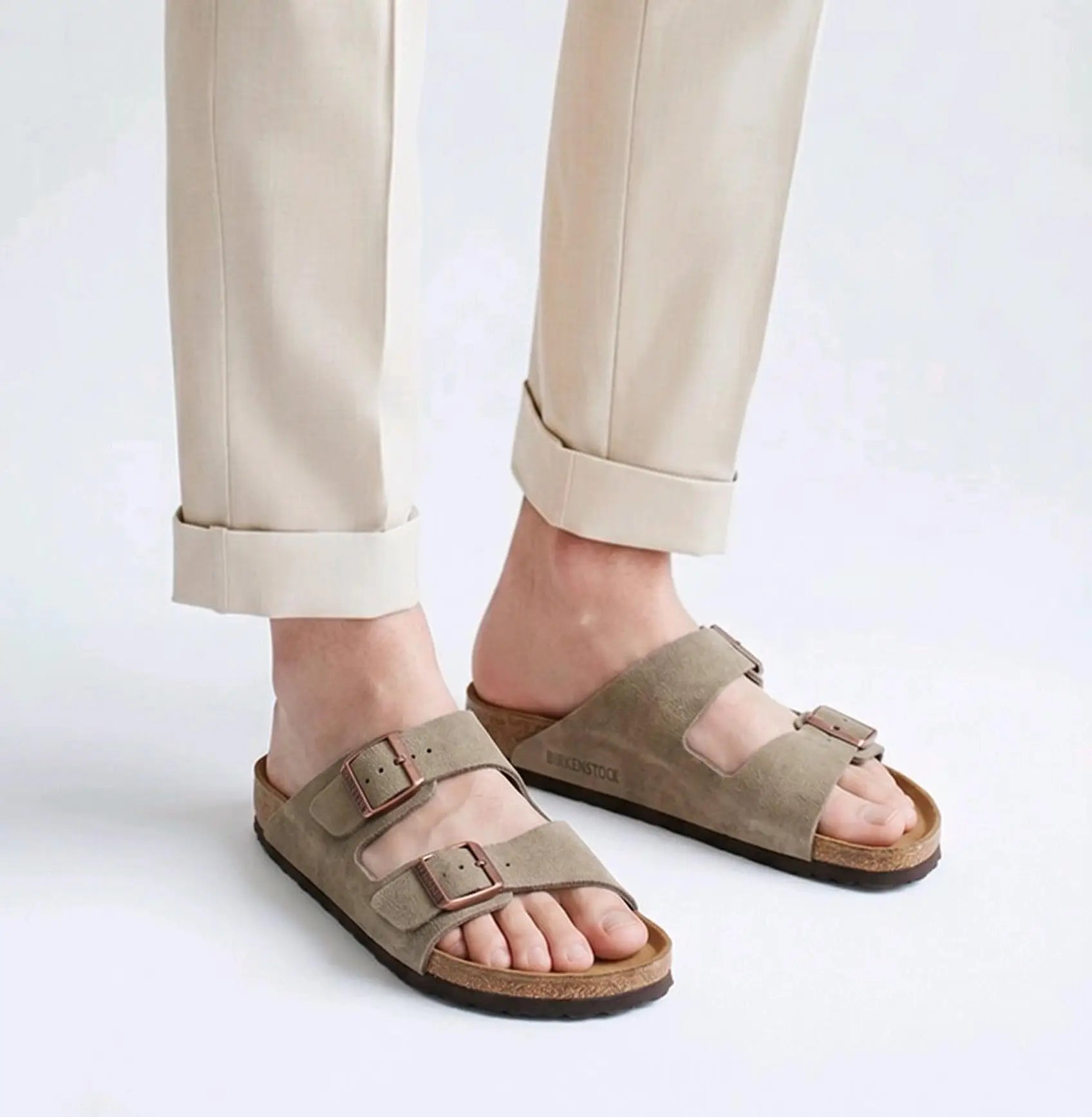 Birkenstock_Arizona Beige Suede Leather Slide