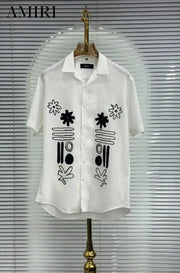 Amir_i Thread Embroidered EXclusive Linen Half Shirt (DN 632)