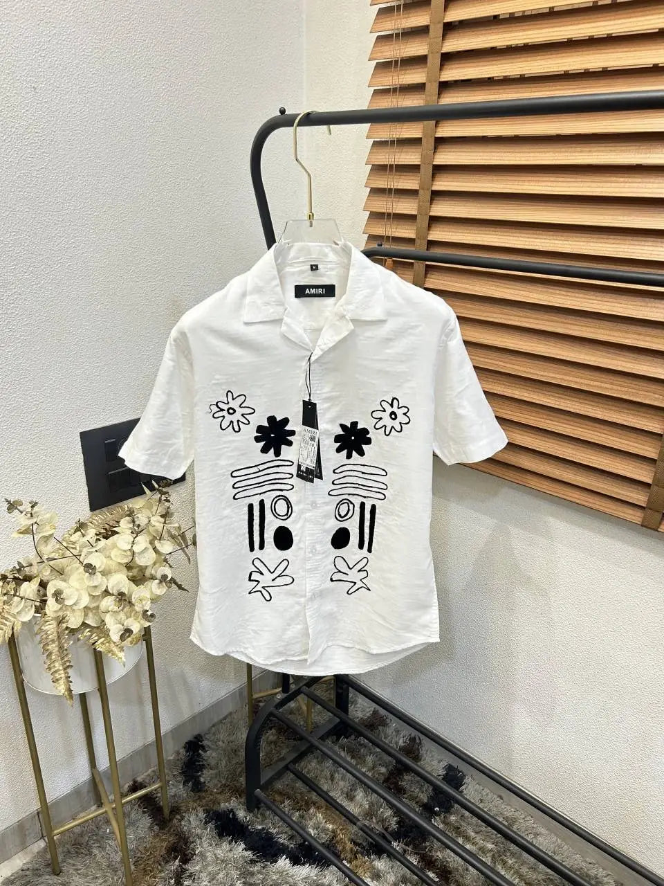 Amir_i Thread Embroidered EXclusive Linen Half Shirt (DN 632)