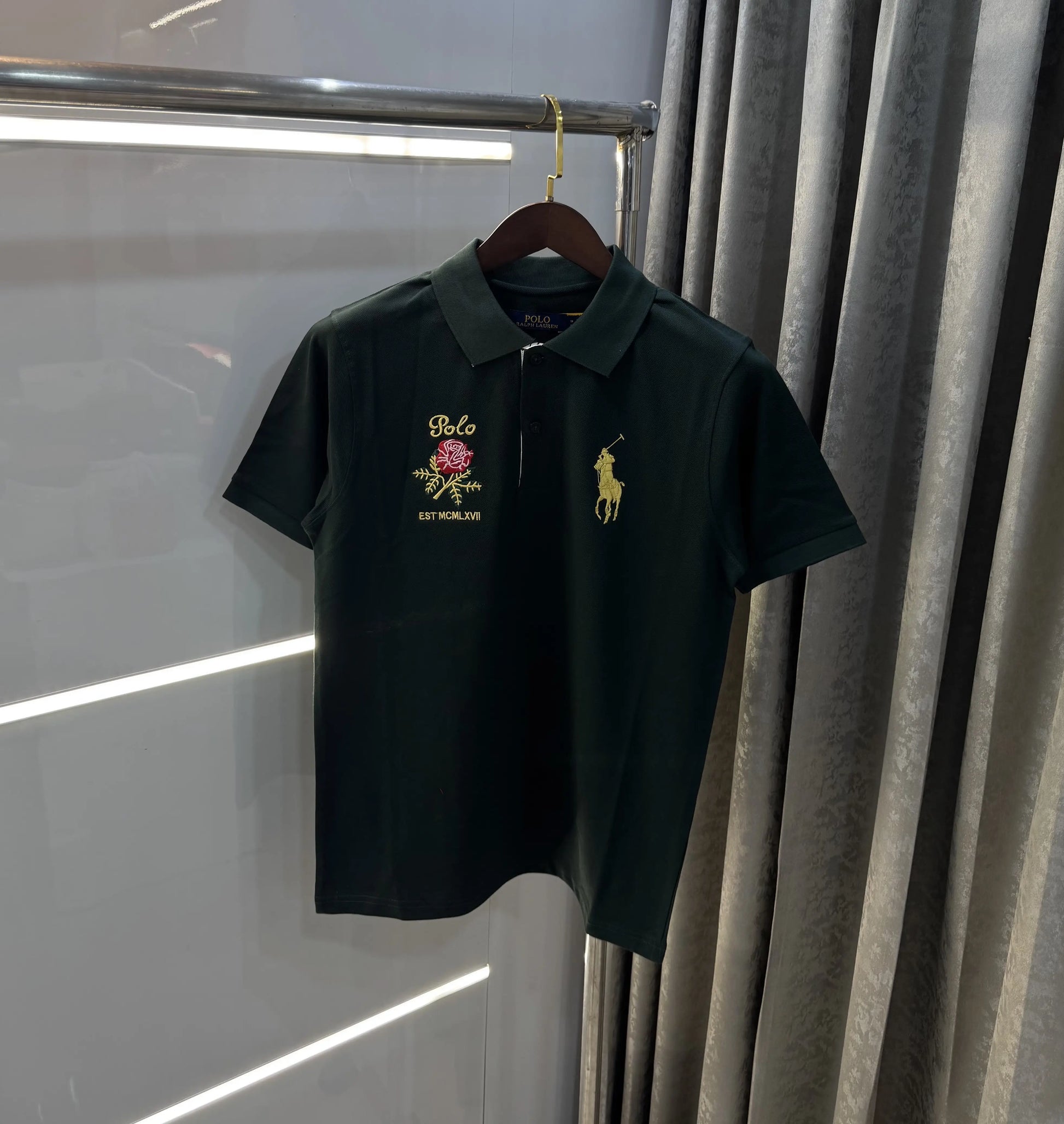 Ralph Lauren Olive Logo Work Premium Polo T-shirt