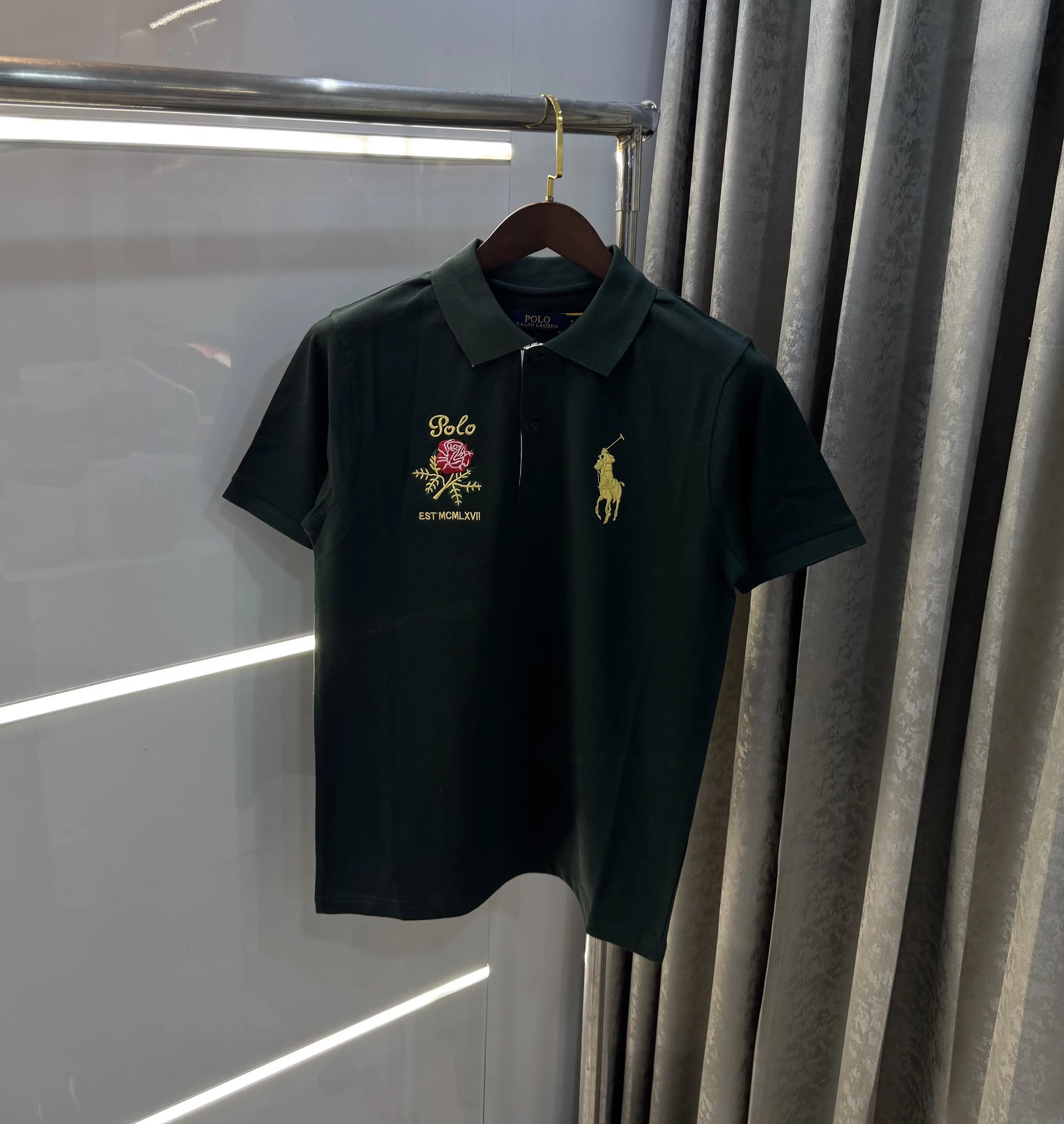 Ralph Lauren Olive Logo Work Premium Polo T-shirt