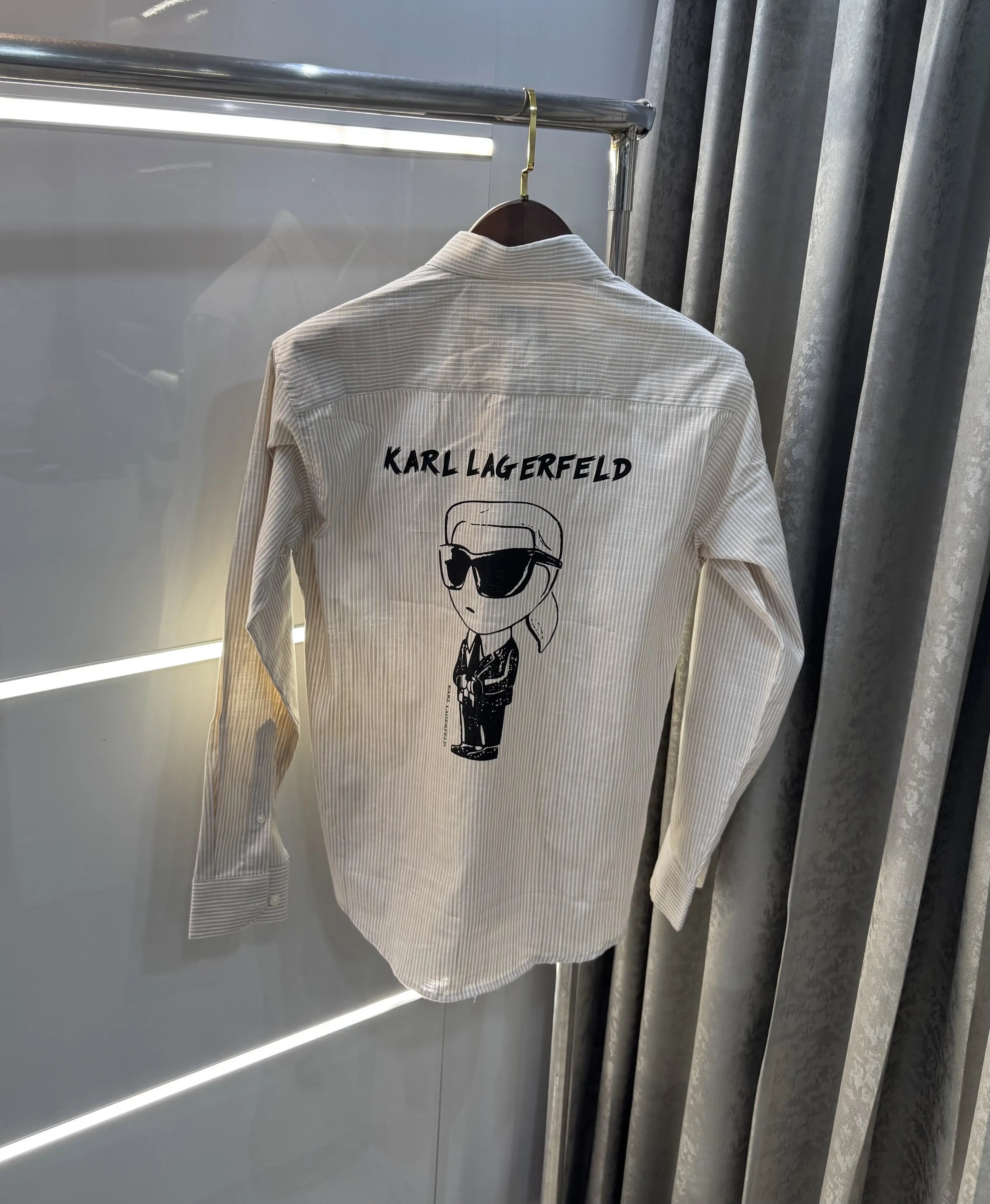 Karl Lagerfeld Beige Printed Premium Shirt