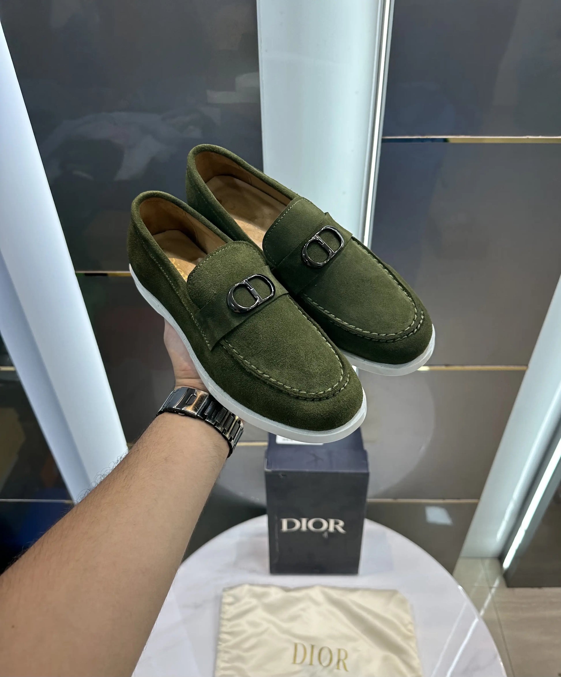 Dior_CD Green Suede Leather Slide